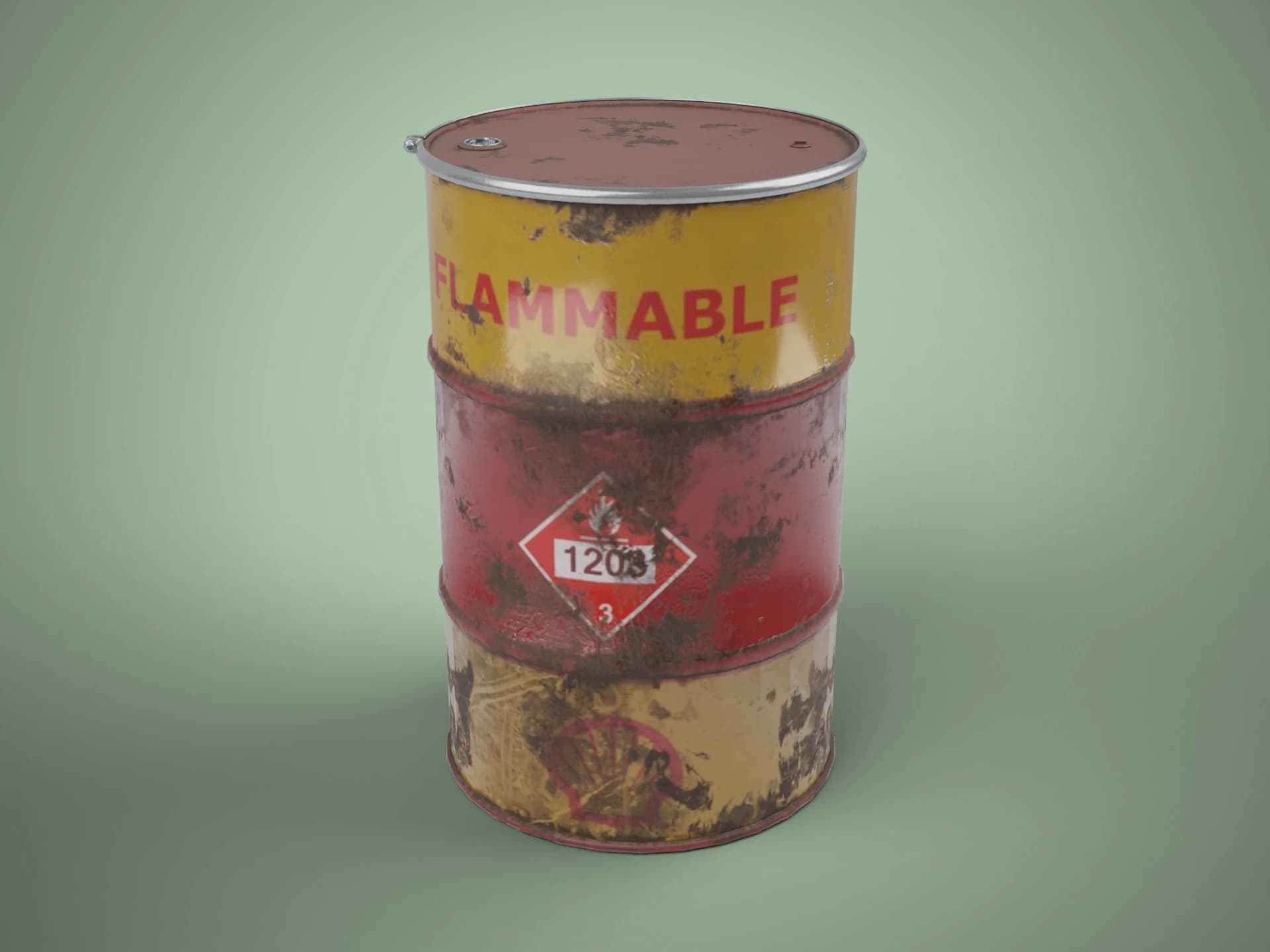 Rusty Flammable Oil Drum 3D Model