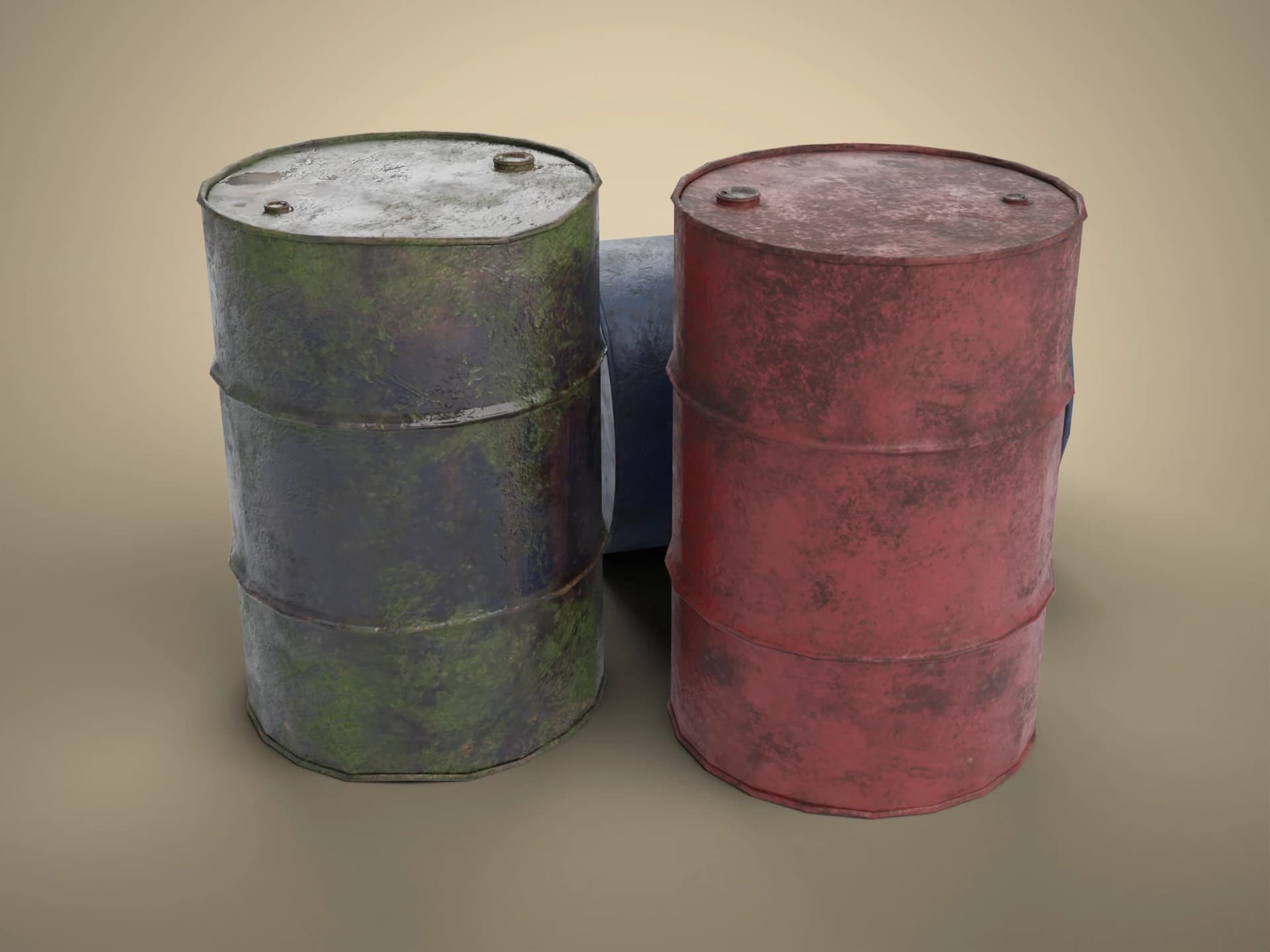 Rusty Oil Drums Group 3D Model