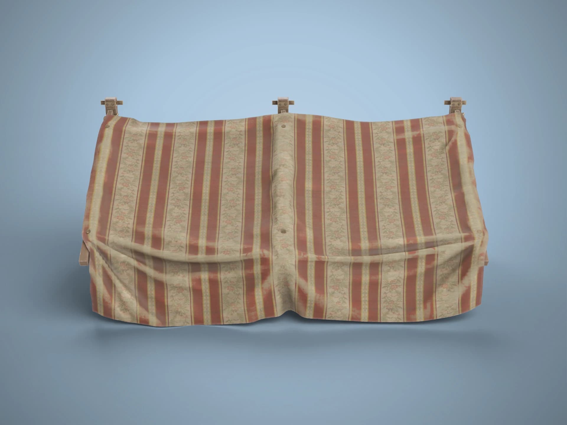 Old Striped Canvas Awning 3D Model