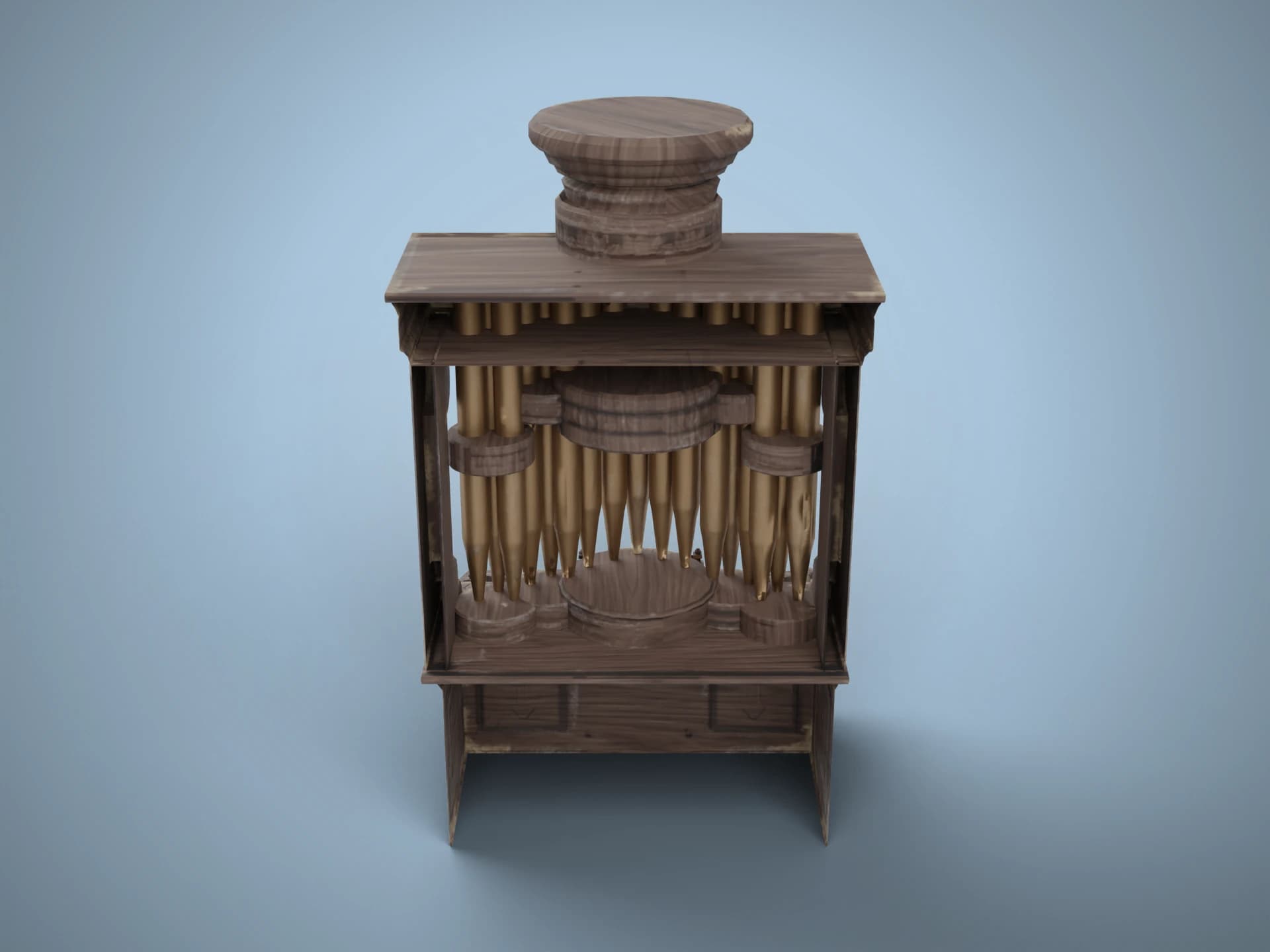 Old Carved Church Pipe Organ 3D Model