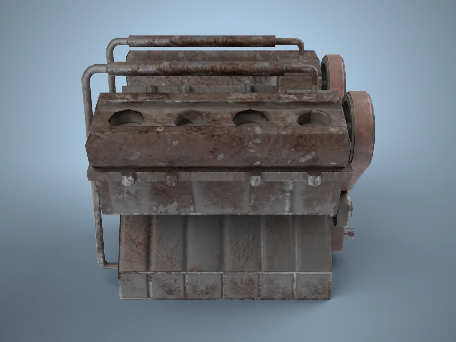 Rusty Old V8 Engine Block 3D Model