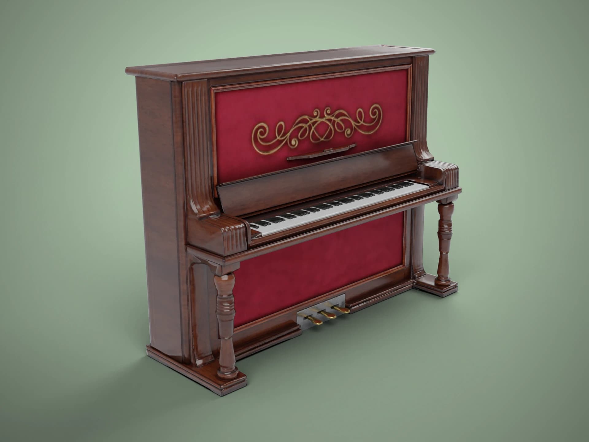 Victorian Upright Piano 3D Model