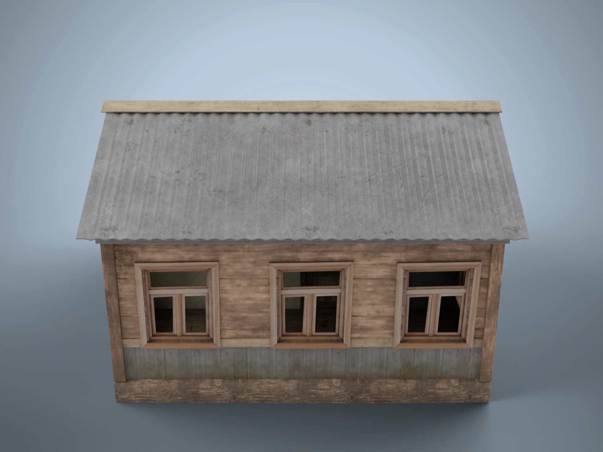 Old Russian Wooden House with Interior 3D Model