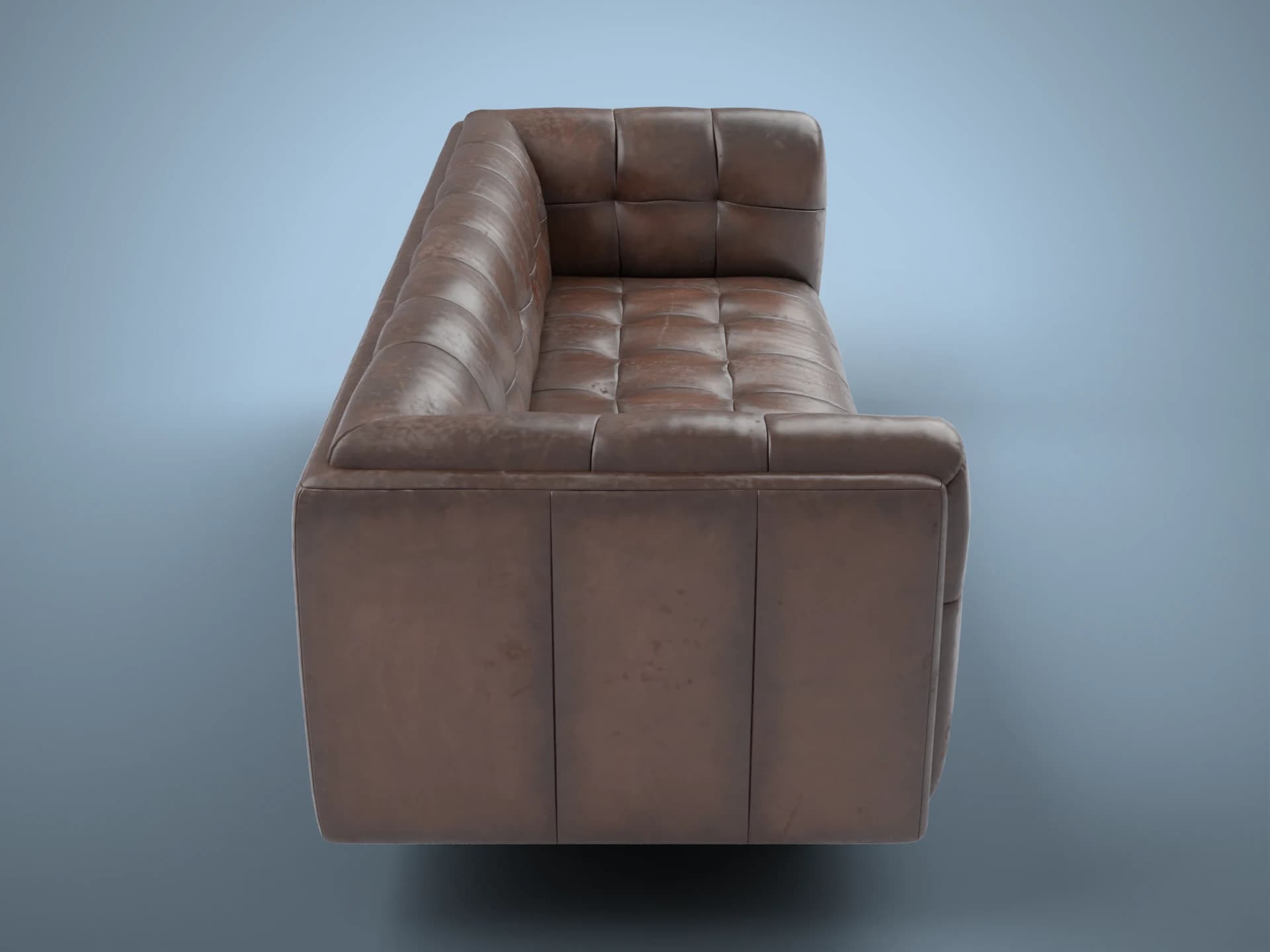 Tufted Brown Leather Sofa 3D Model