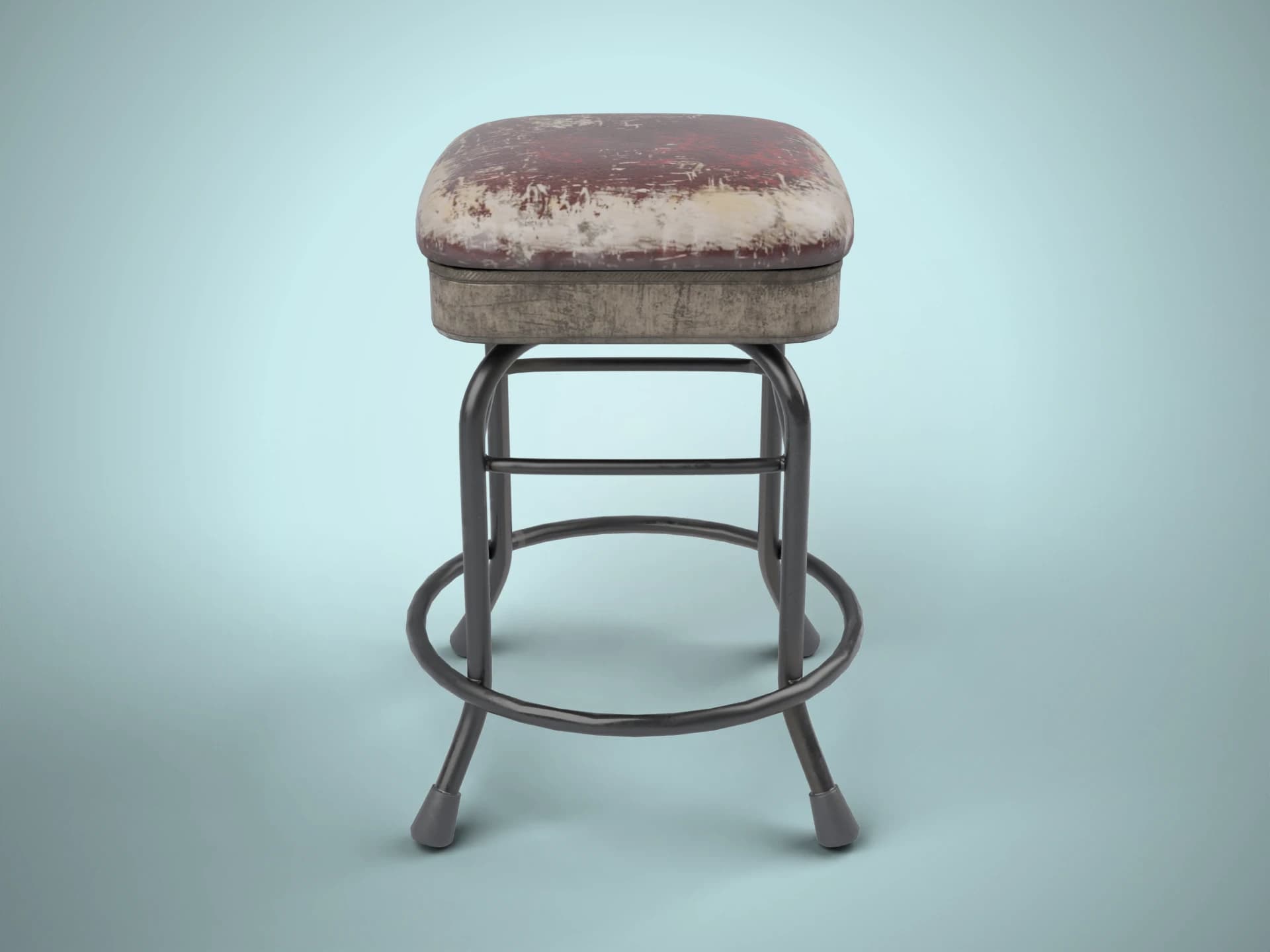 Vintage Leather Bar Stool 3D Model