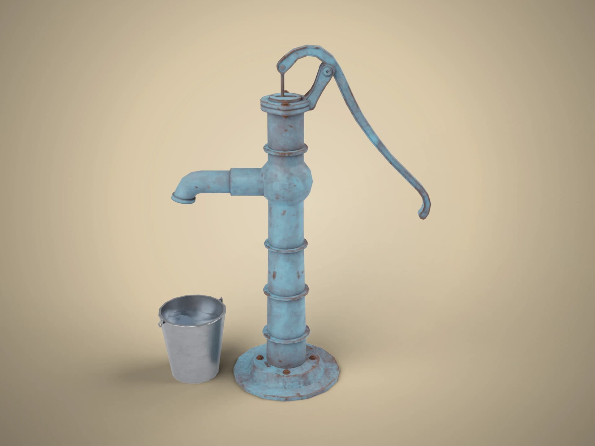 Old Cast Iron Hand Water Pump 3D Model