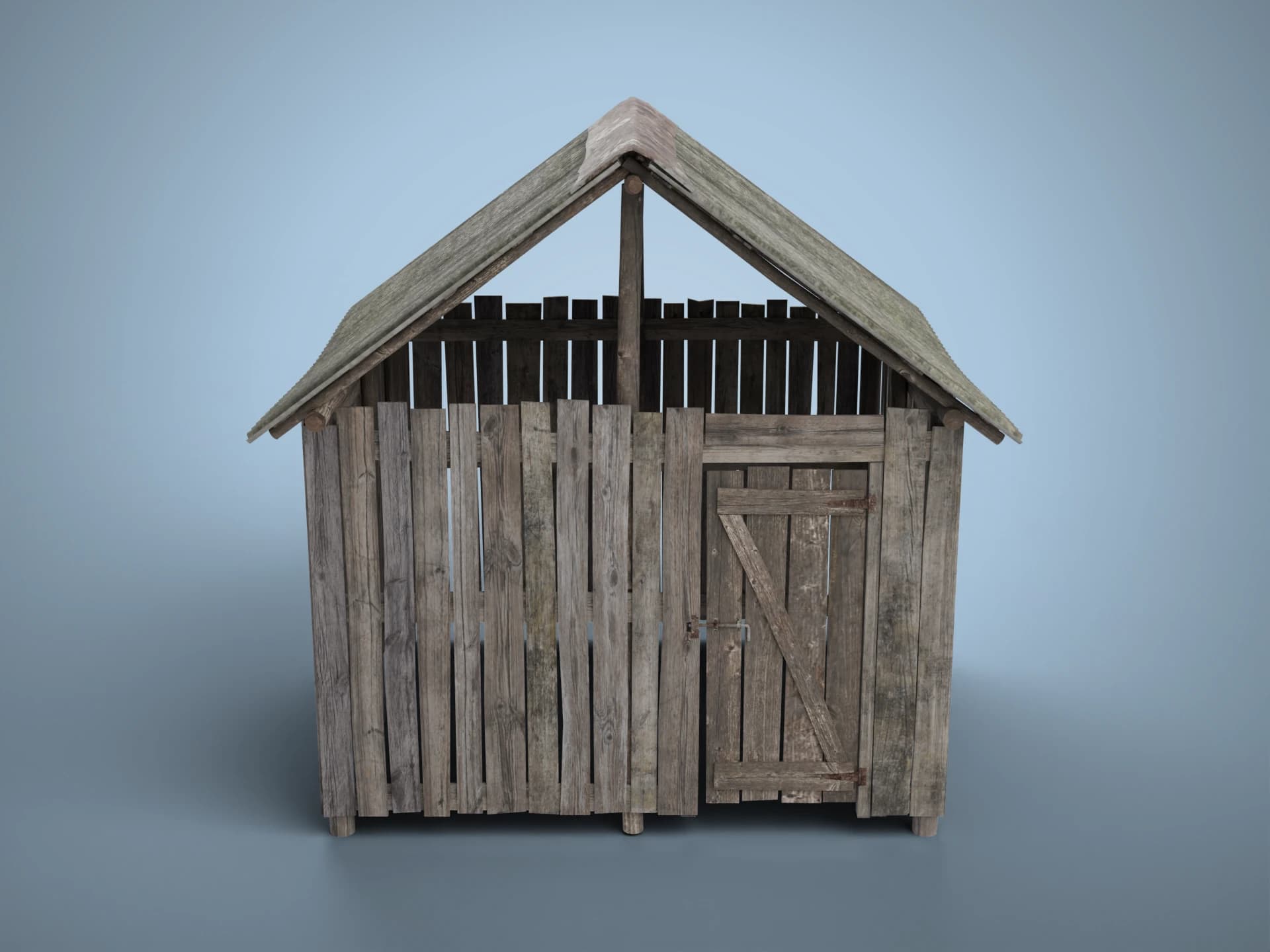 Old Weathered Wooden Shed 3D Model