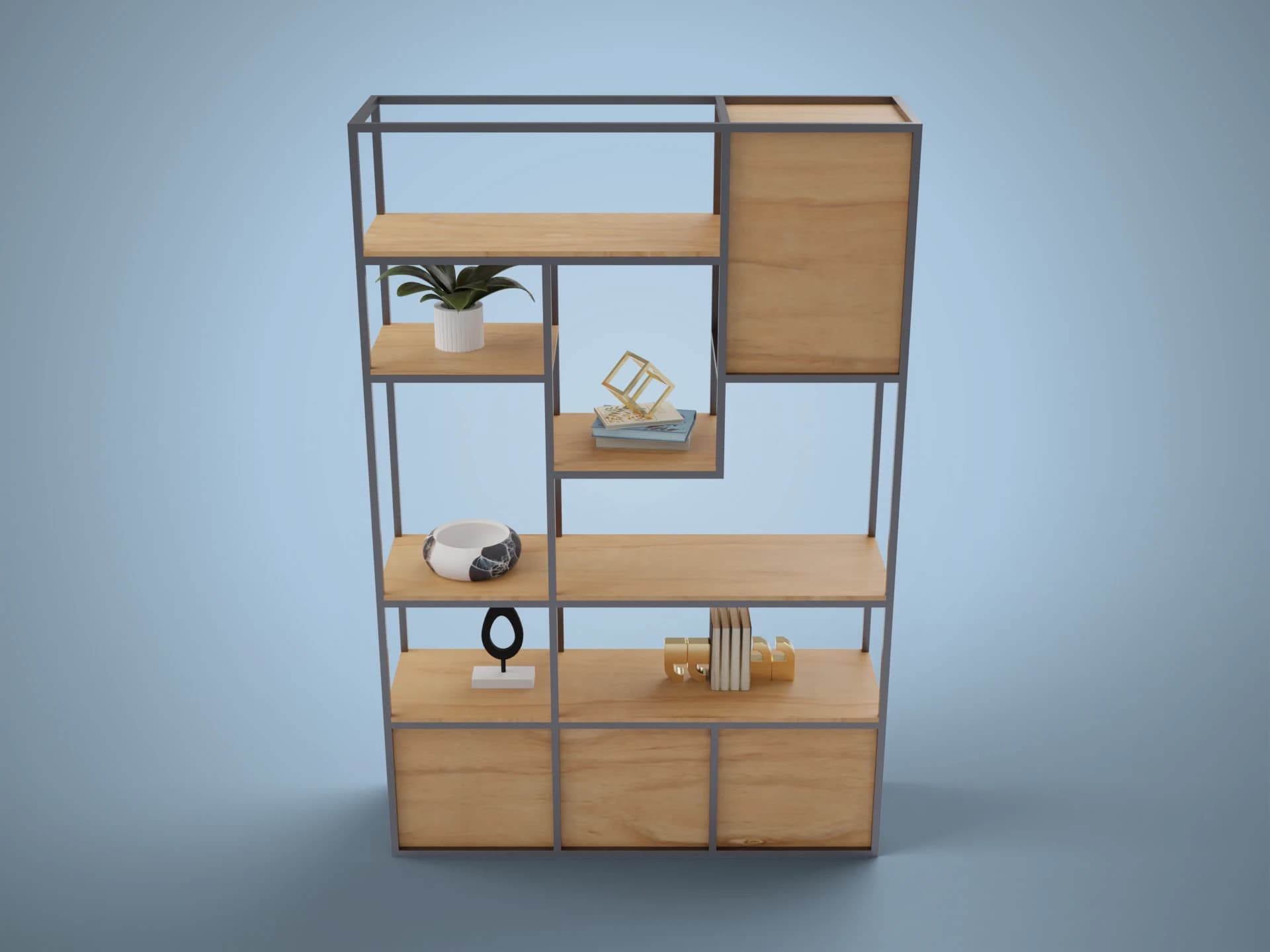 Industrial Open Back Bookcase 3D Model