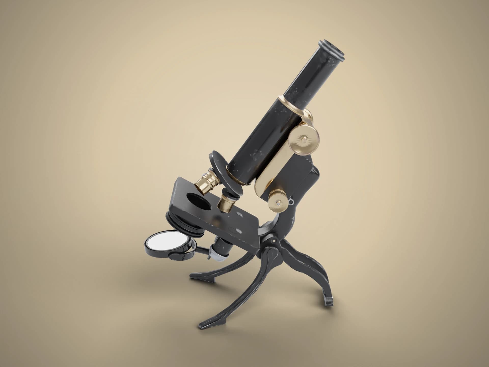 Antique Brass Microscope 3D Model