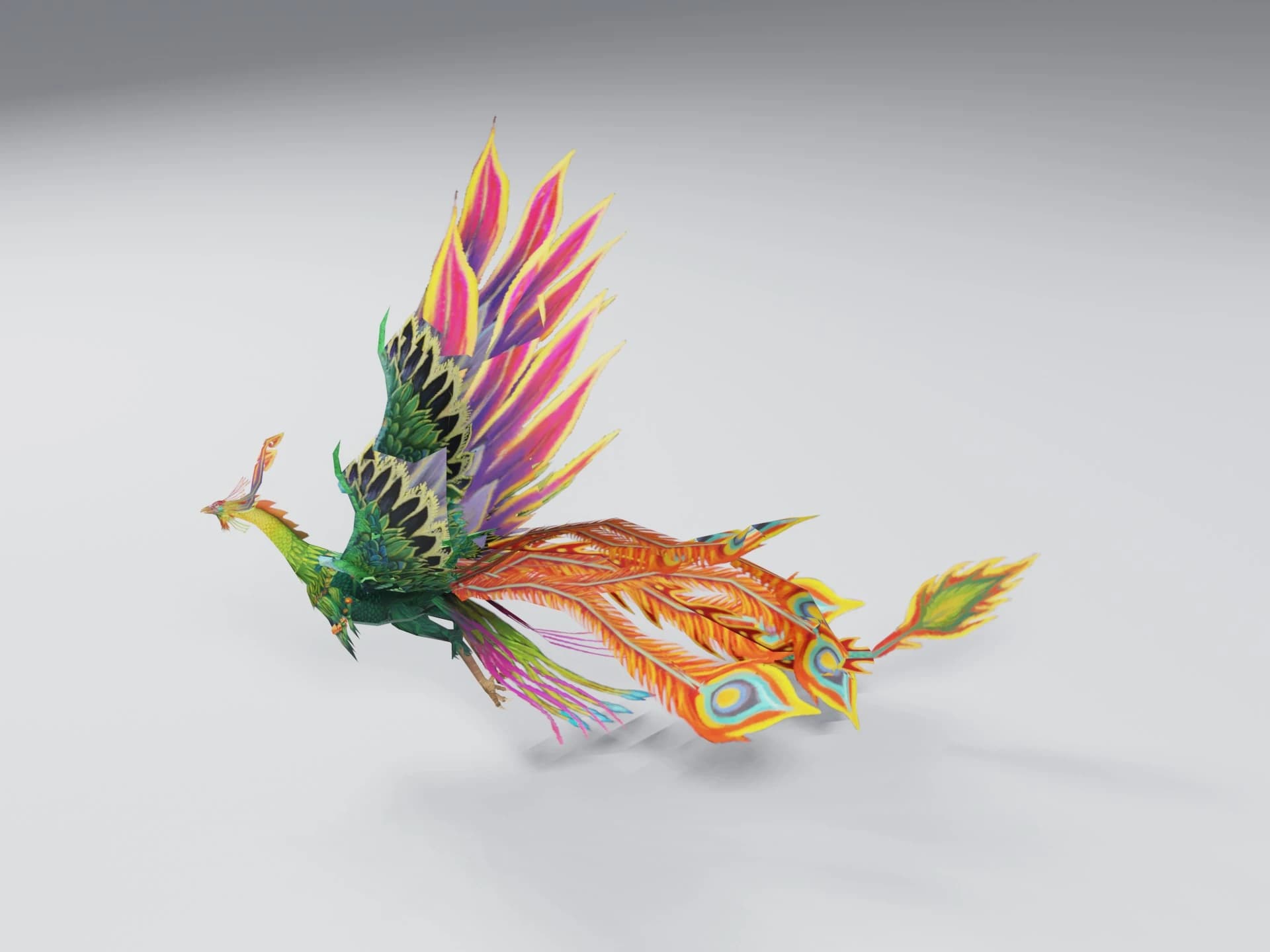 Animated Rainbow Phoenix 3D Model
