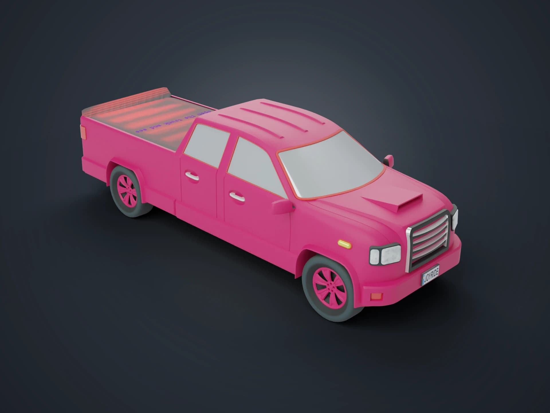 Pink Pickup Truck 3D Model