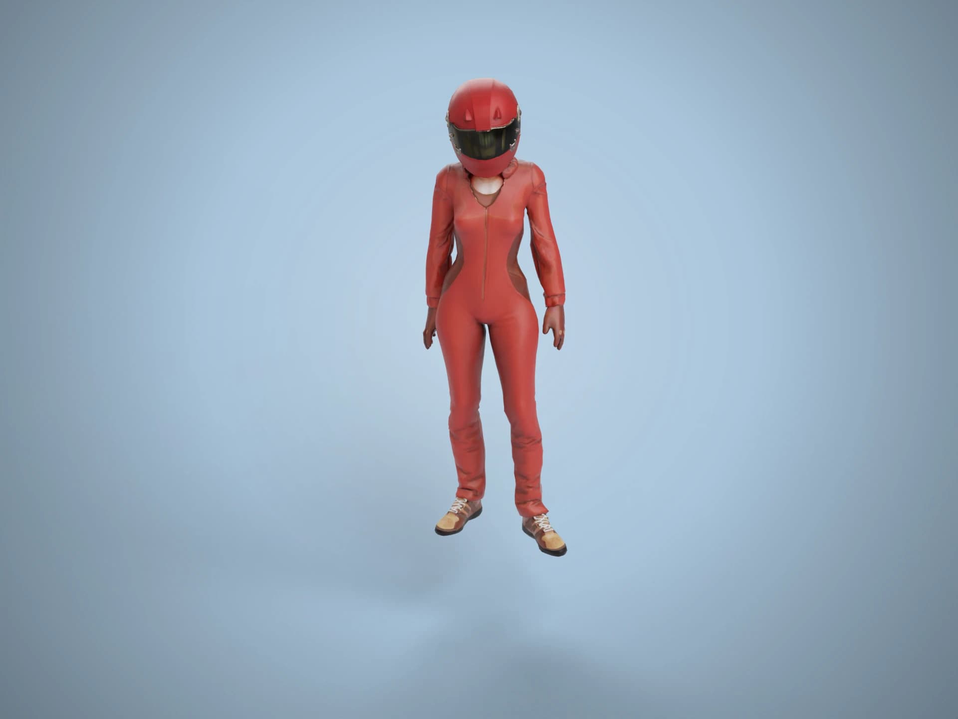 Rigged Female Racing Driver 3D Model