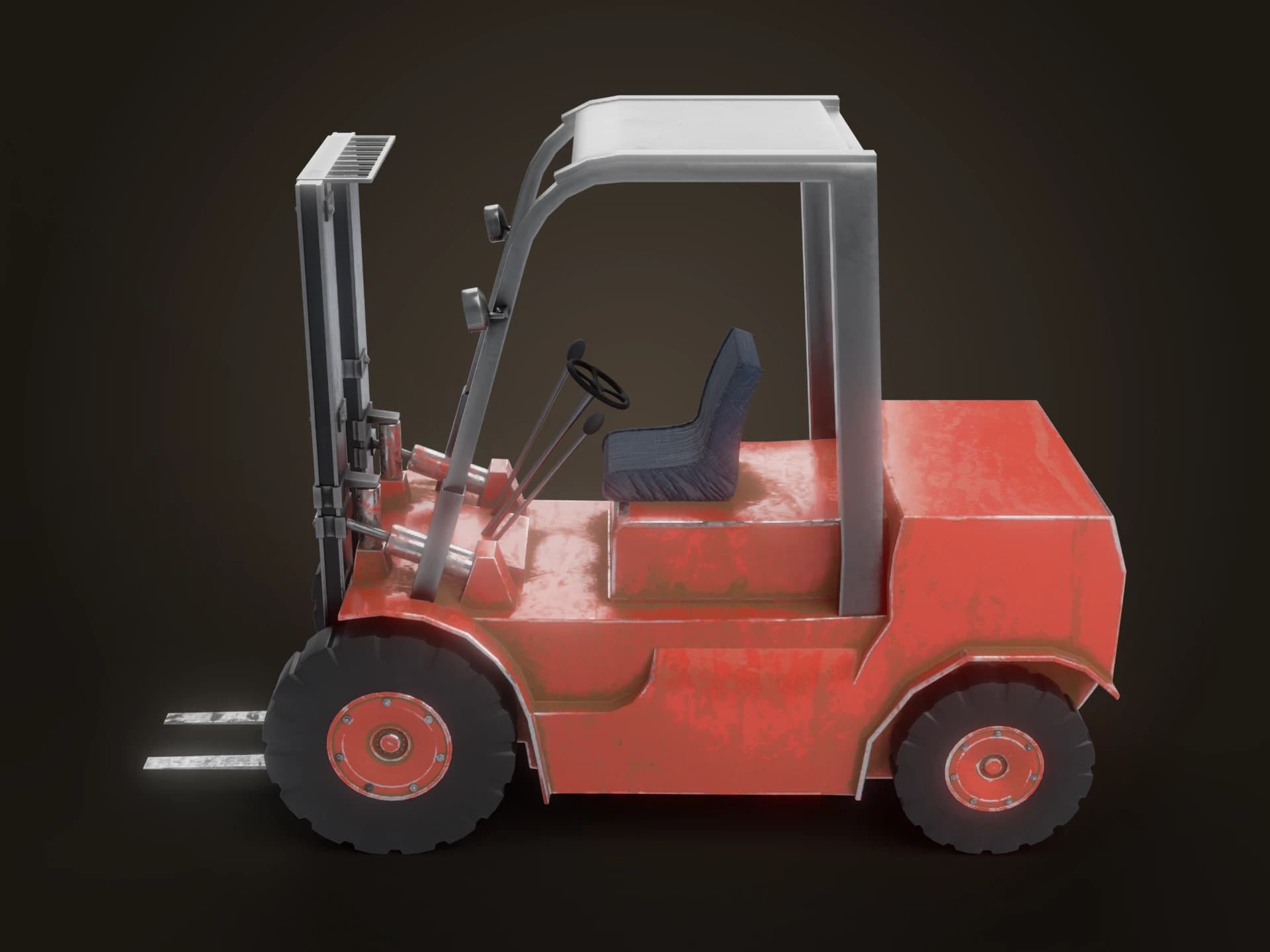 Red Forklift Animated 3D Model