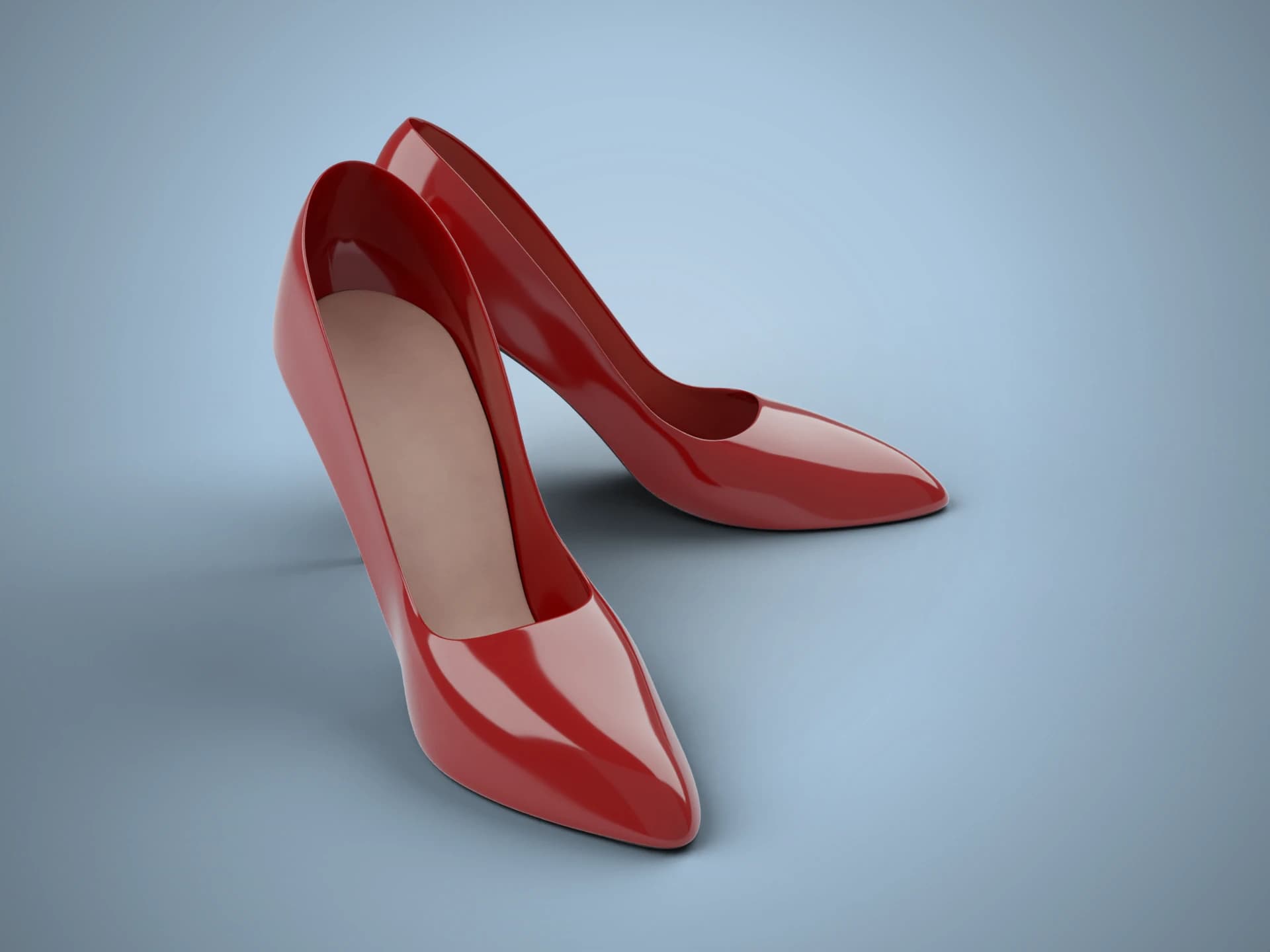 Glossy Red High-Heel Pumps 3D Model