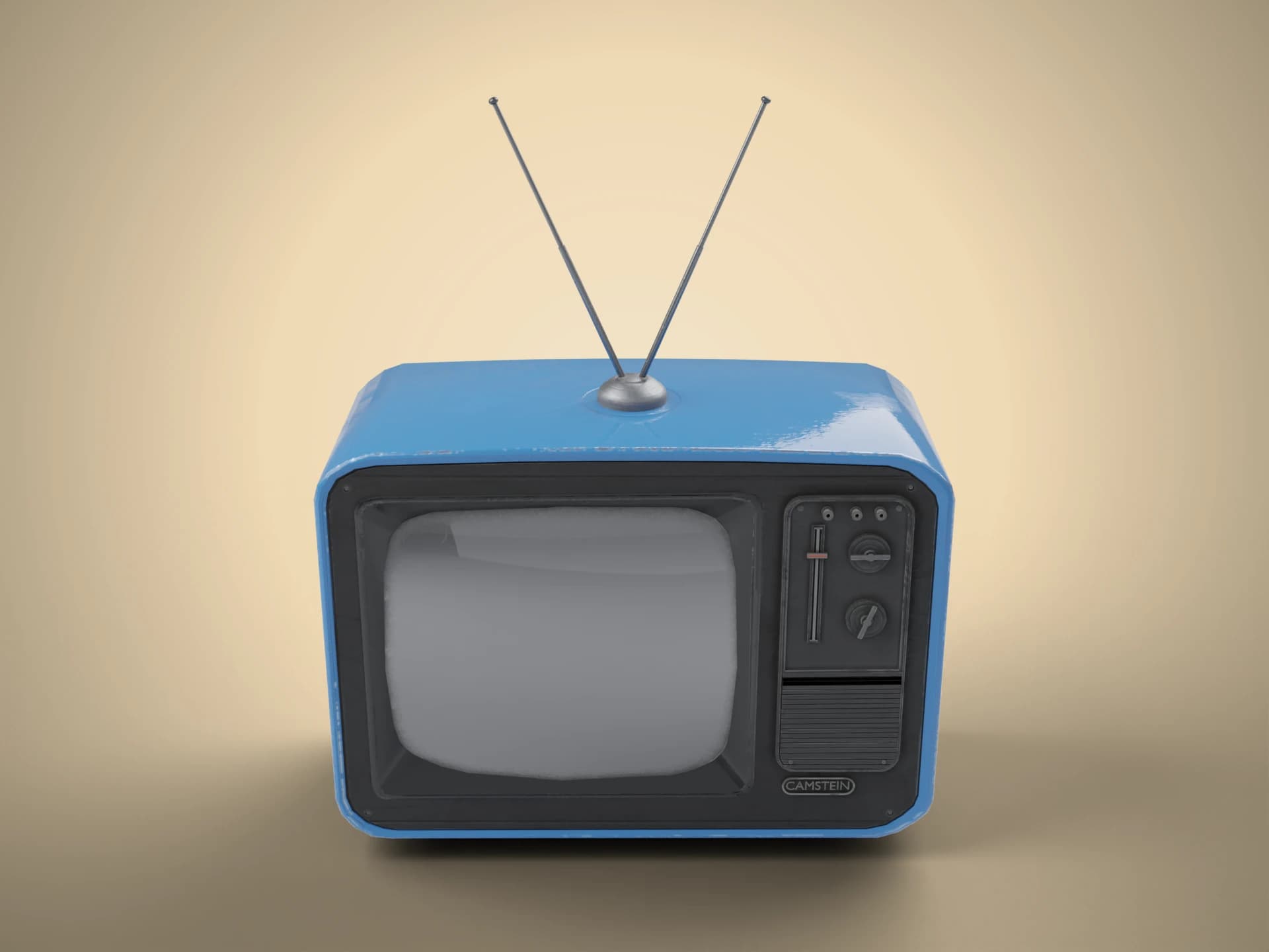 Blue Retro Portable TV 3D Model
