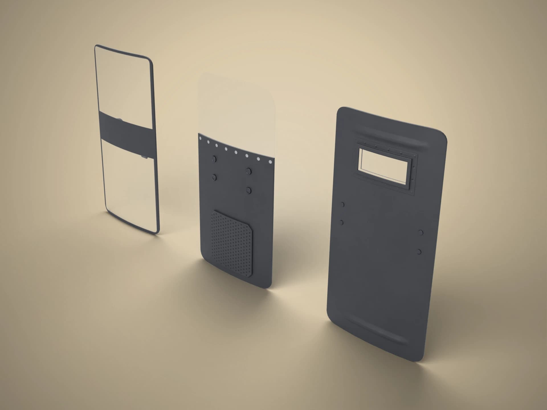Police Riot Shields Set 3D Model