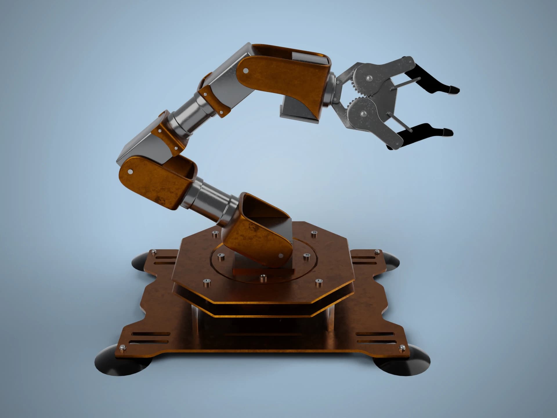 Copper Robotic Arm with Gripper 3D Model