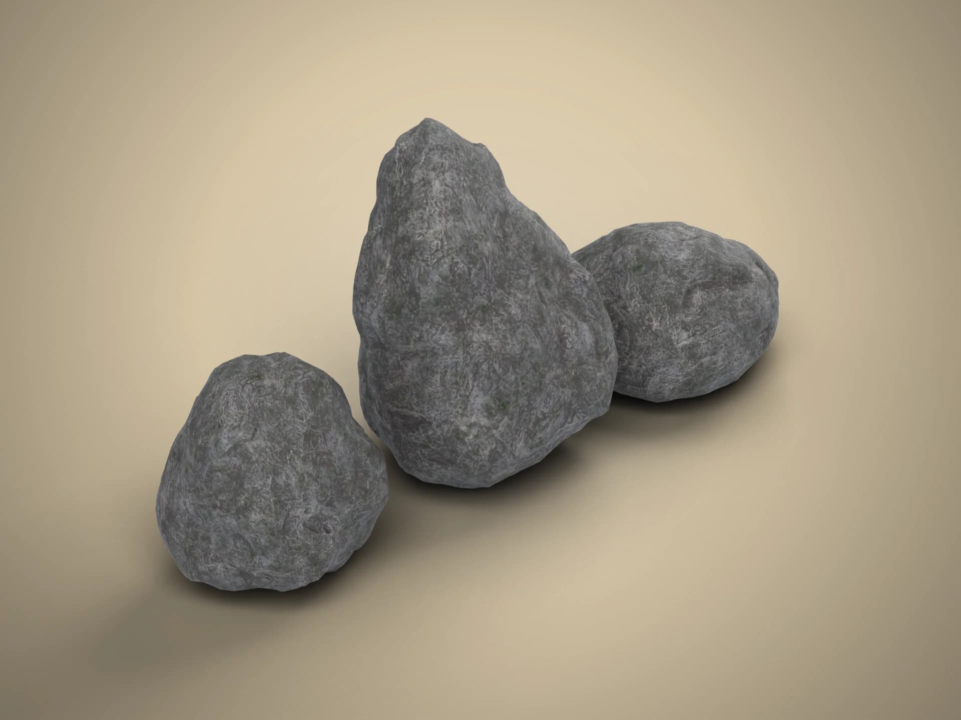 Grey Boulder Rock Set 3D Model