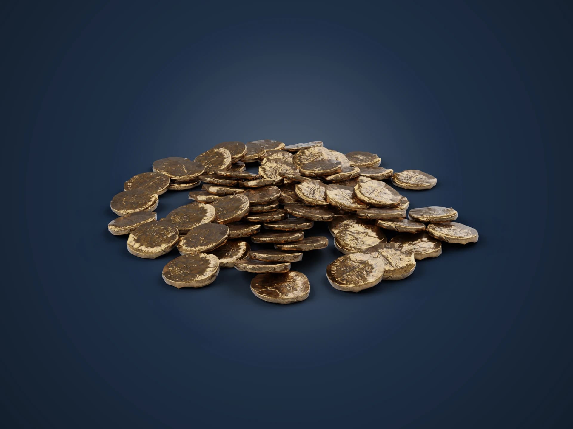 Pile Of Ancient Roman Gold Coins 3D Model