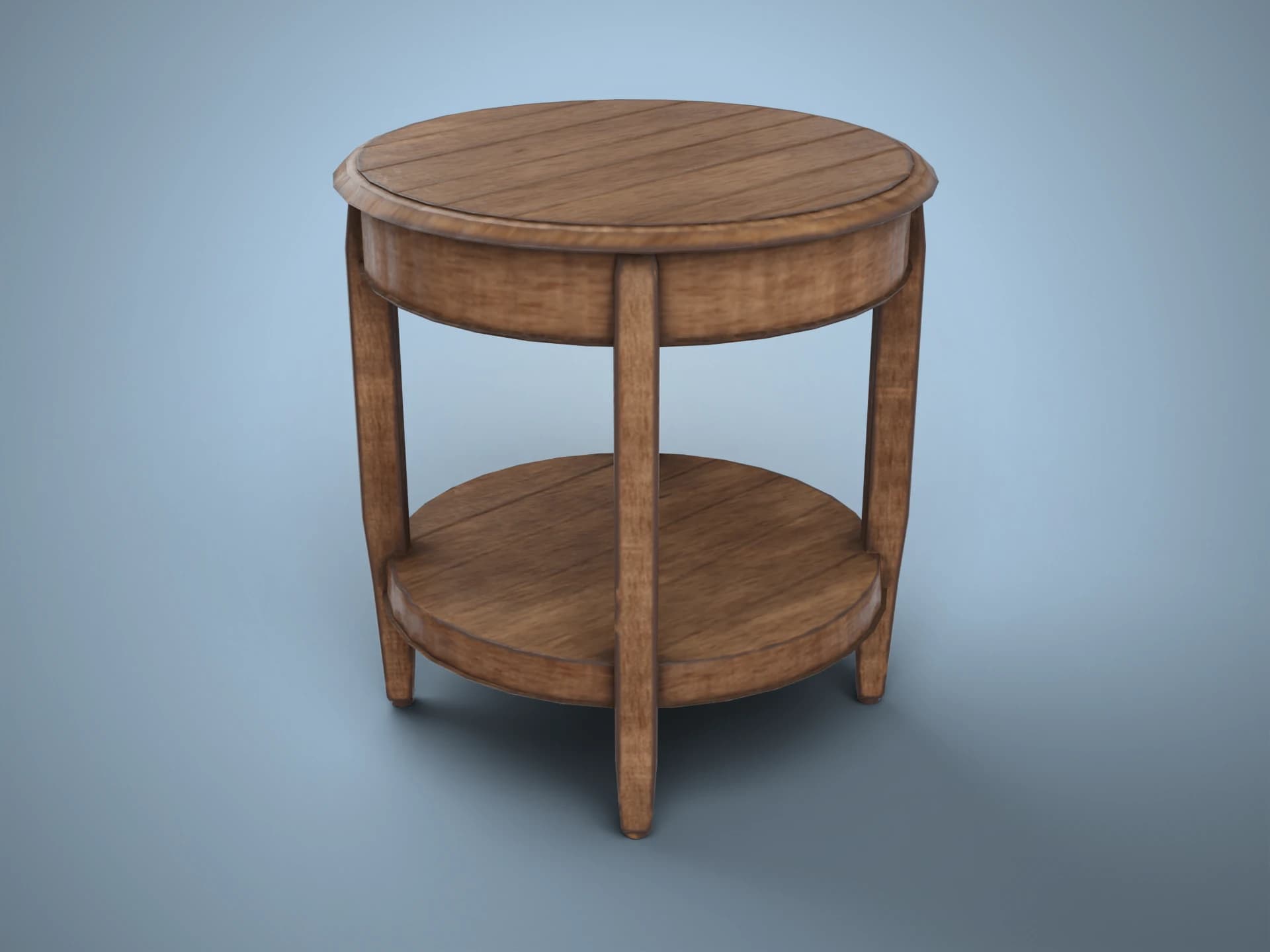 Round Wooden Side Table 3D Model