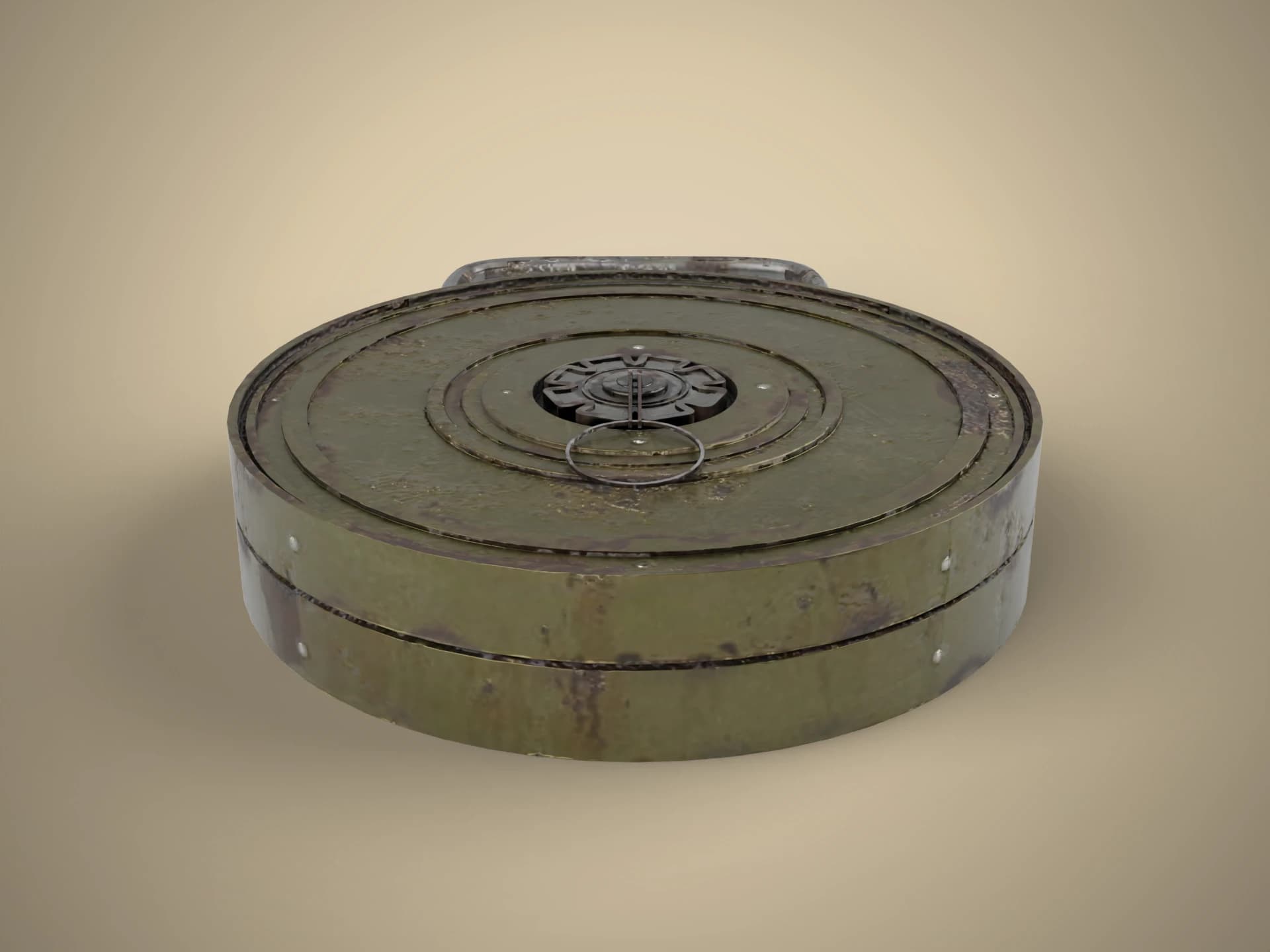 Rusted WW2 Anti-Tank Landmine 3D Model