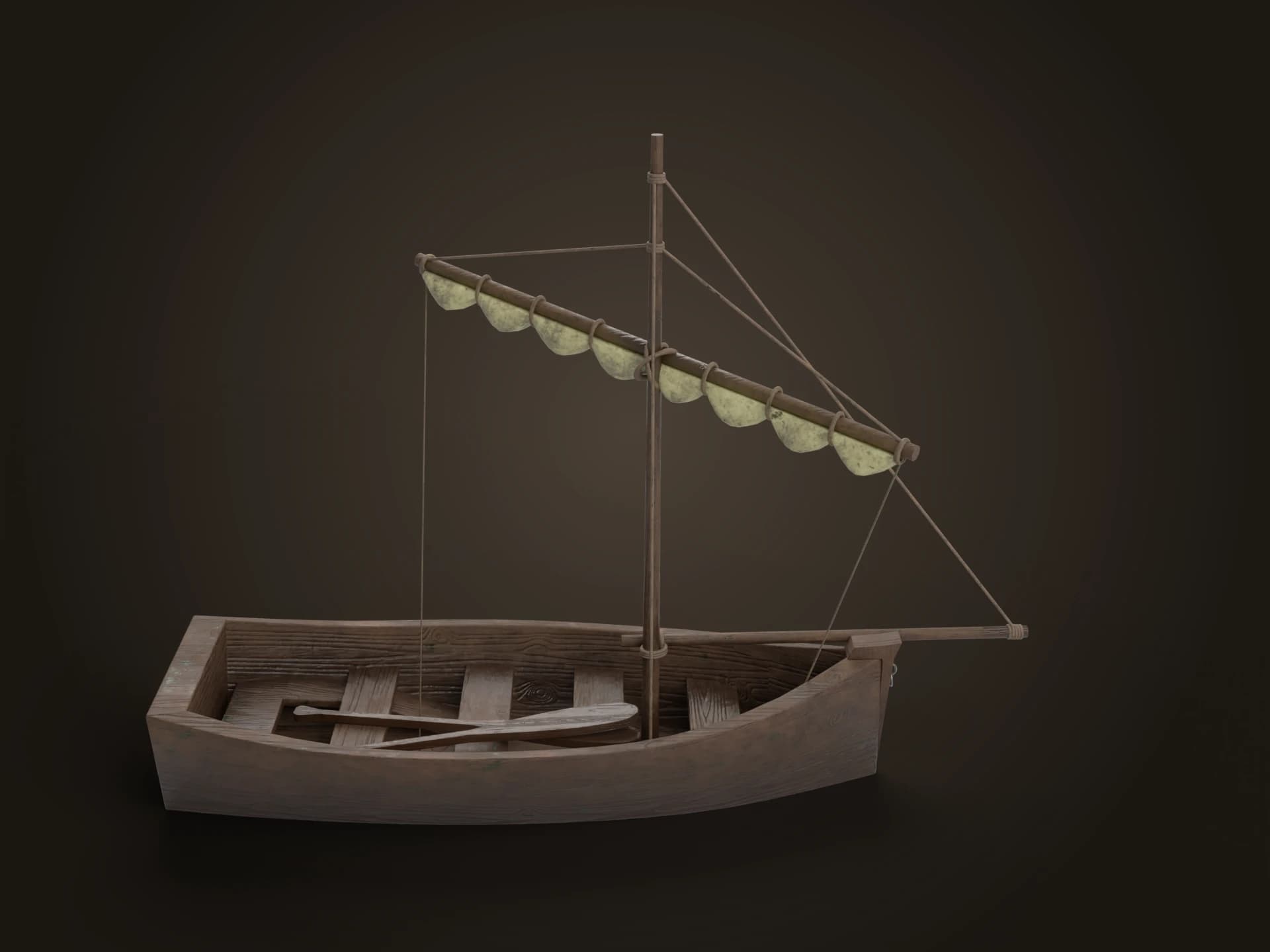 Medieval Single Mast Sailboat 3D Model