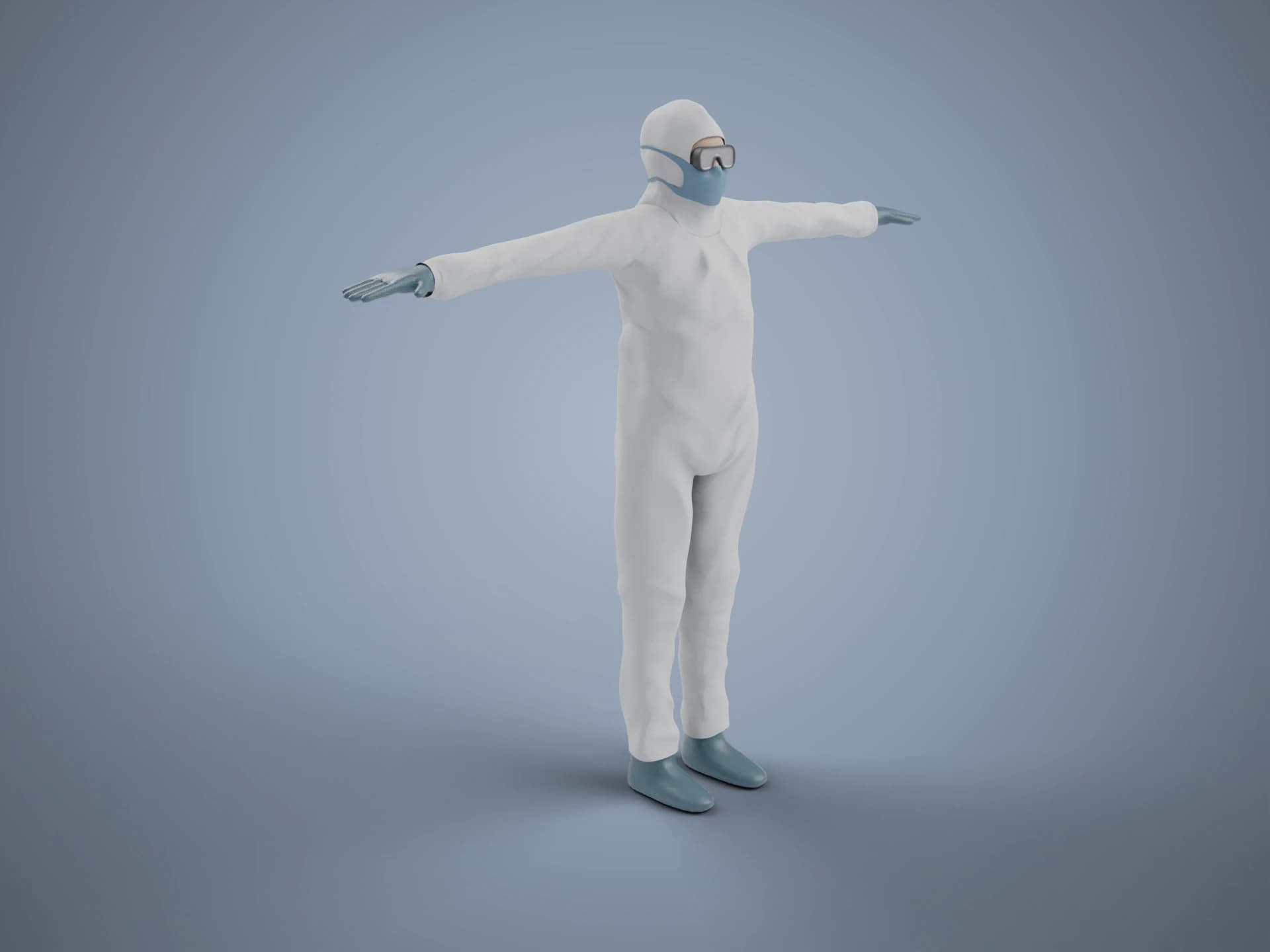 Scientist in White Hazmat Suit 3D Model