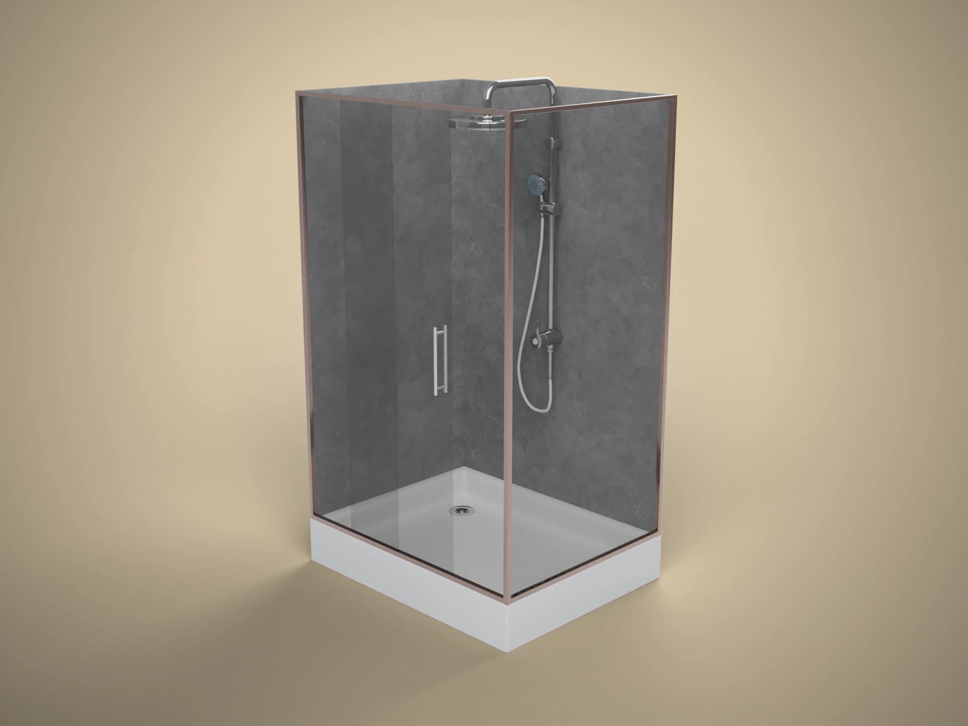 Glass Corner Shower Cabin 3D Model