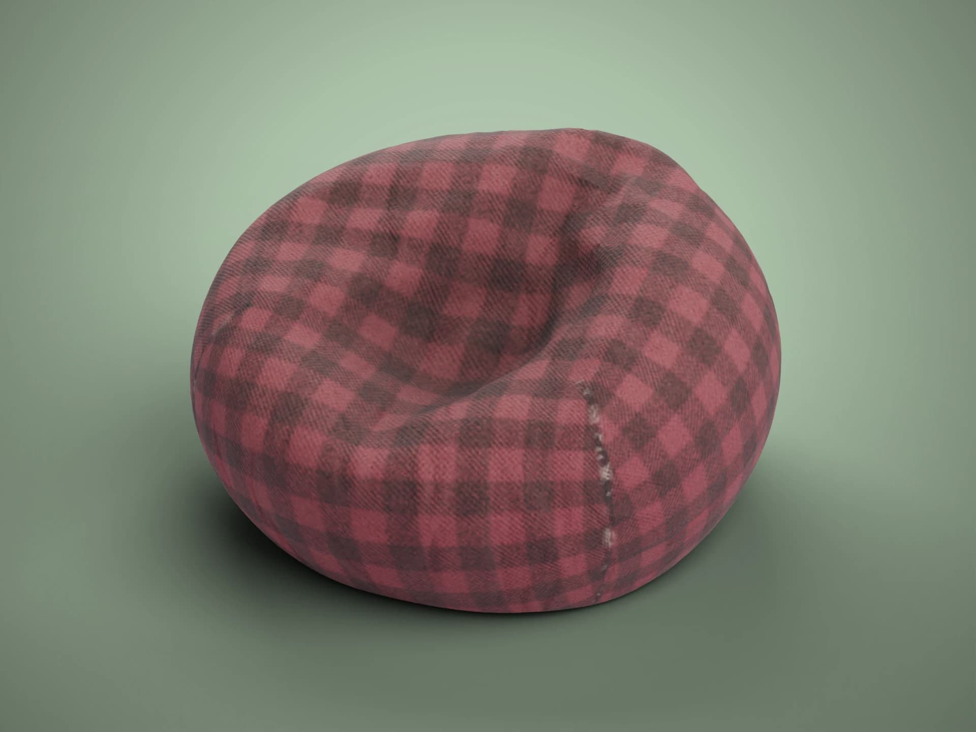 Red Plaid Bean Bag Chair 3D Model