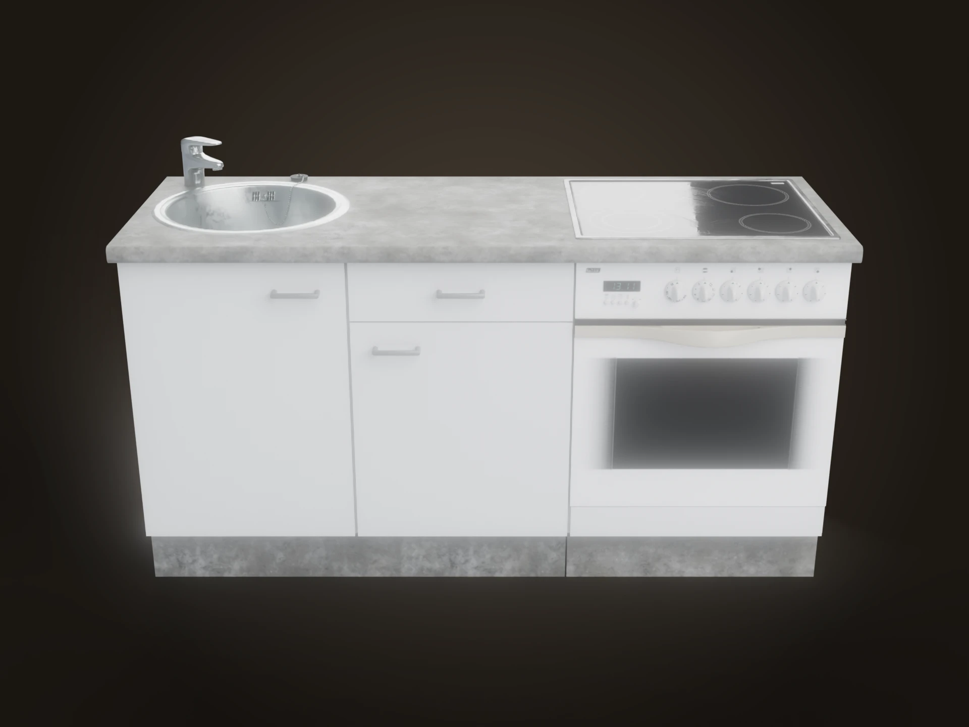Compact Kitchenette with Sink and Oven 3D Model
