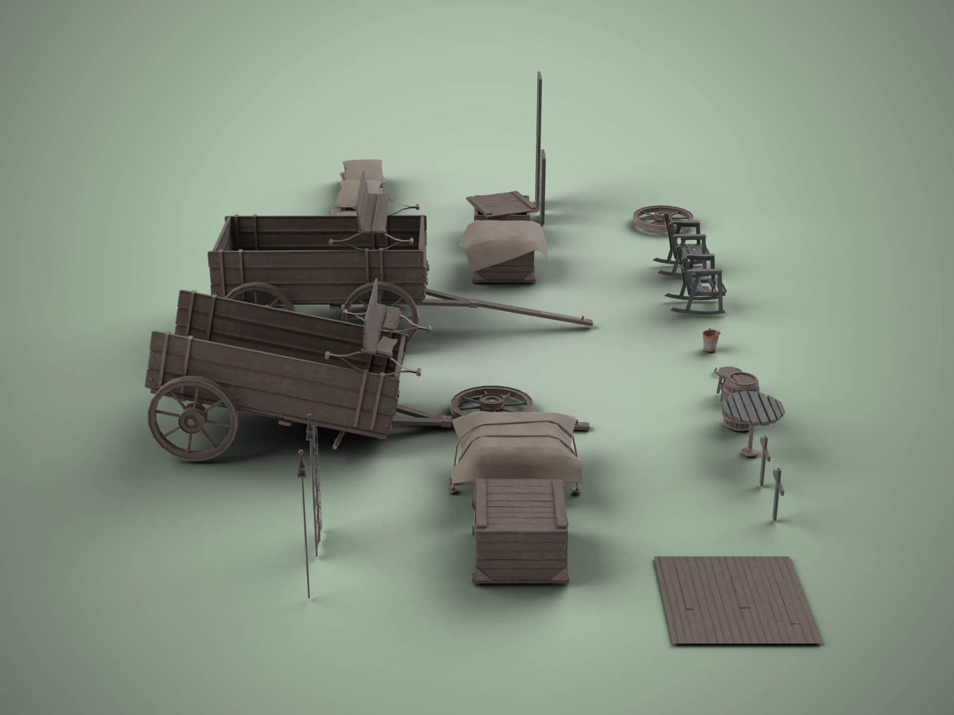 Southern Gothic Western Prop Kit 3D Model