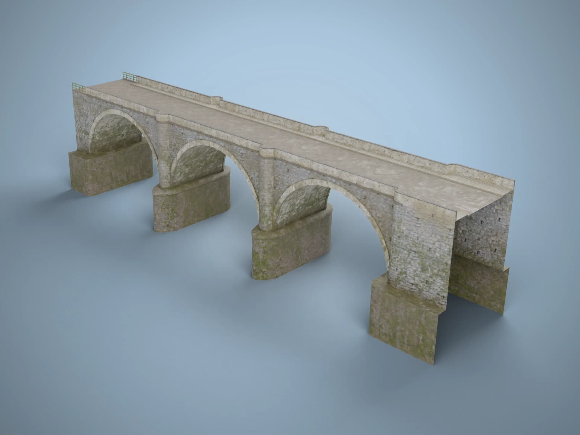 Three-Arch Stone Bridge 3D Model