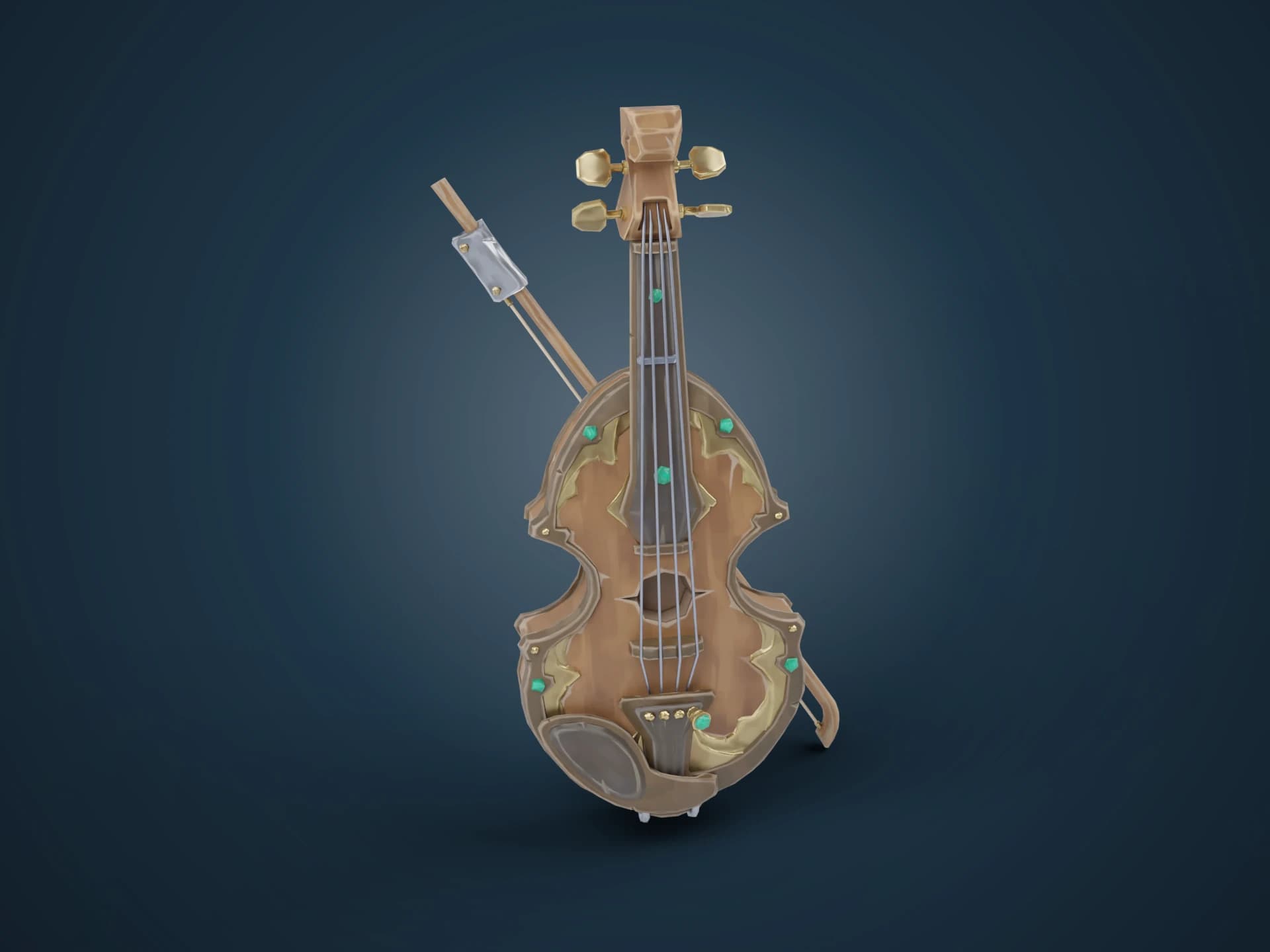 Stylized Pirate Fantasy Violin 3D Model
