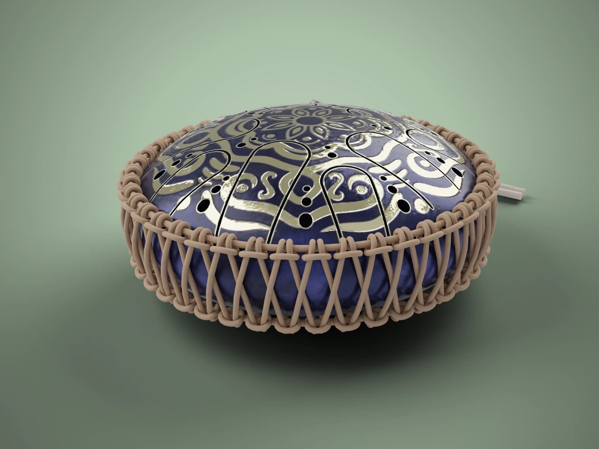 Steel Tongue Drum with Rope Wrap 3D Model