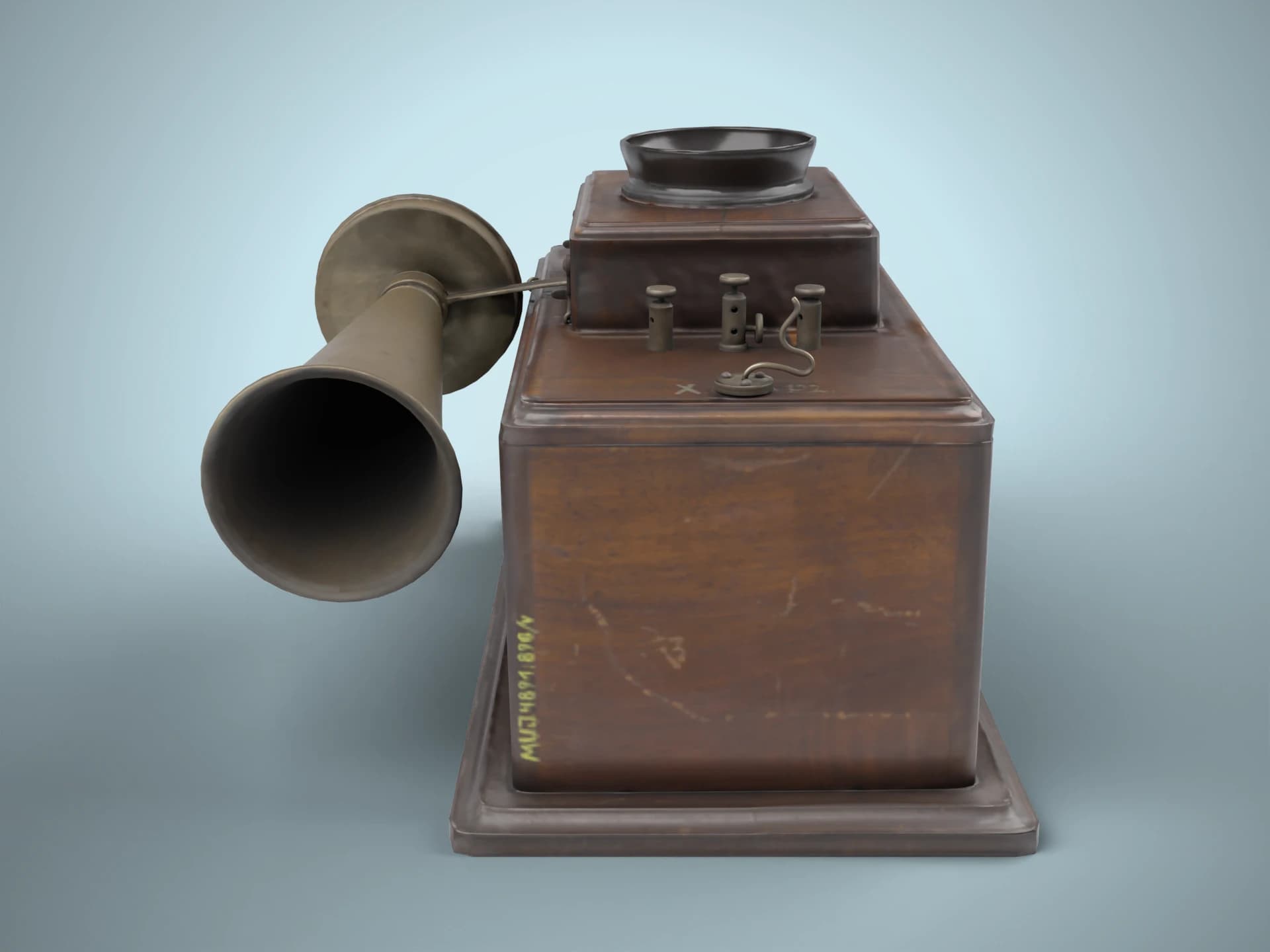 Antique Wooden Wall Telephone 3D Model