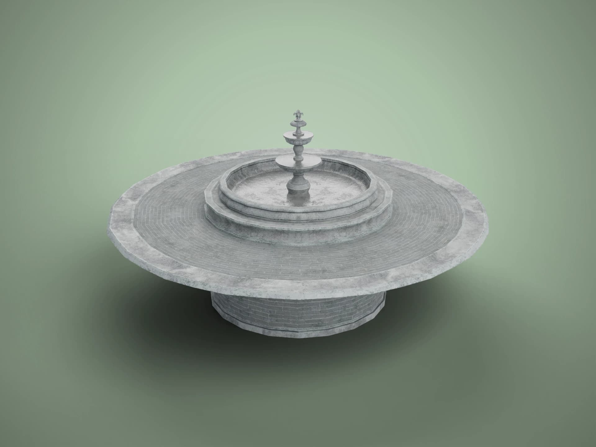 Old Round Stone Fountain 3D Model