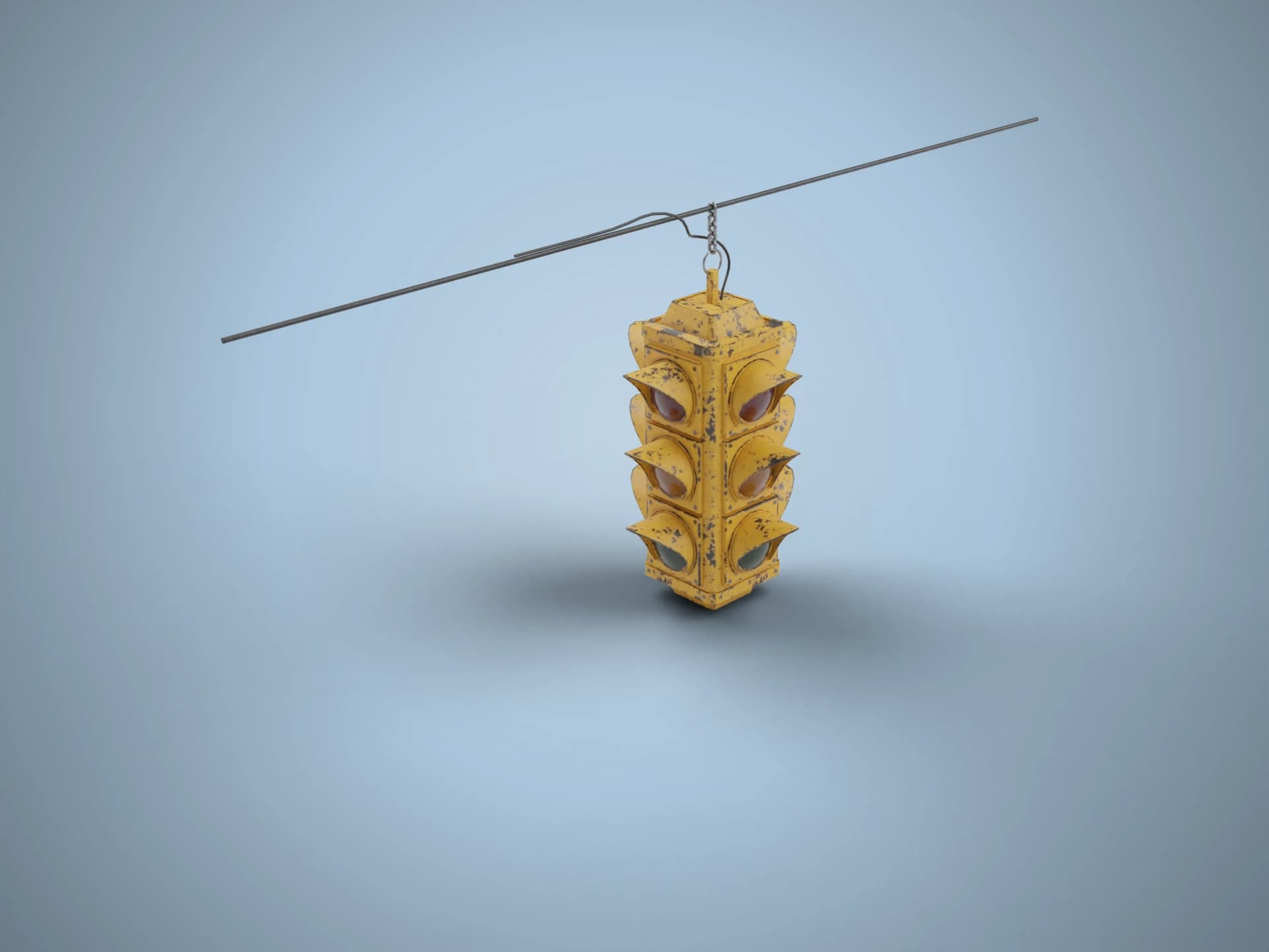Span Wire Traffic Light 3D Model
