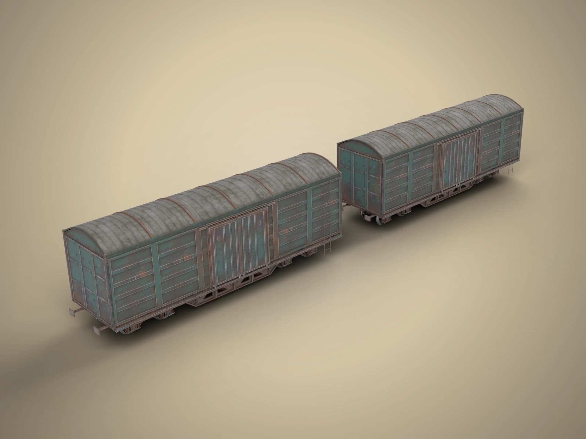 Freight Boxcar Train Wagons 3D Model
