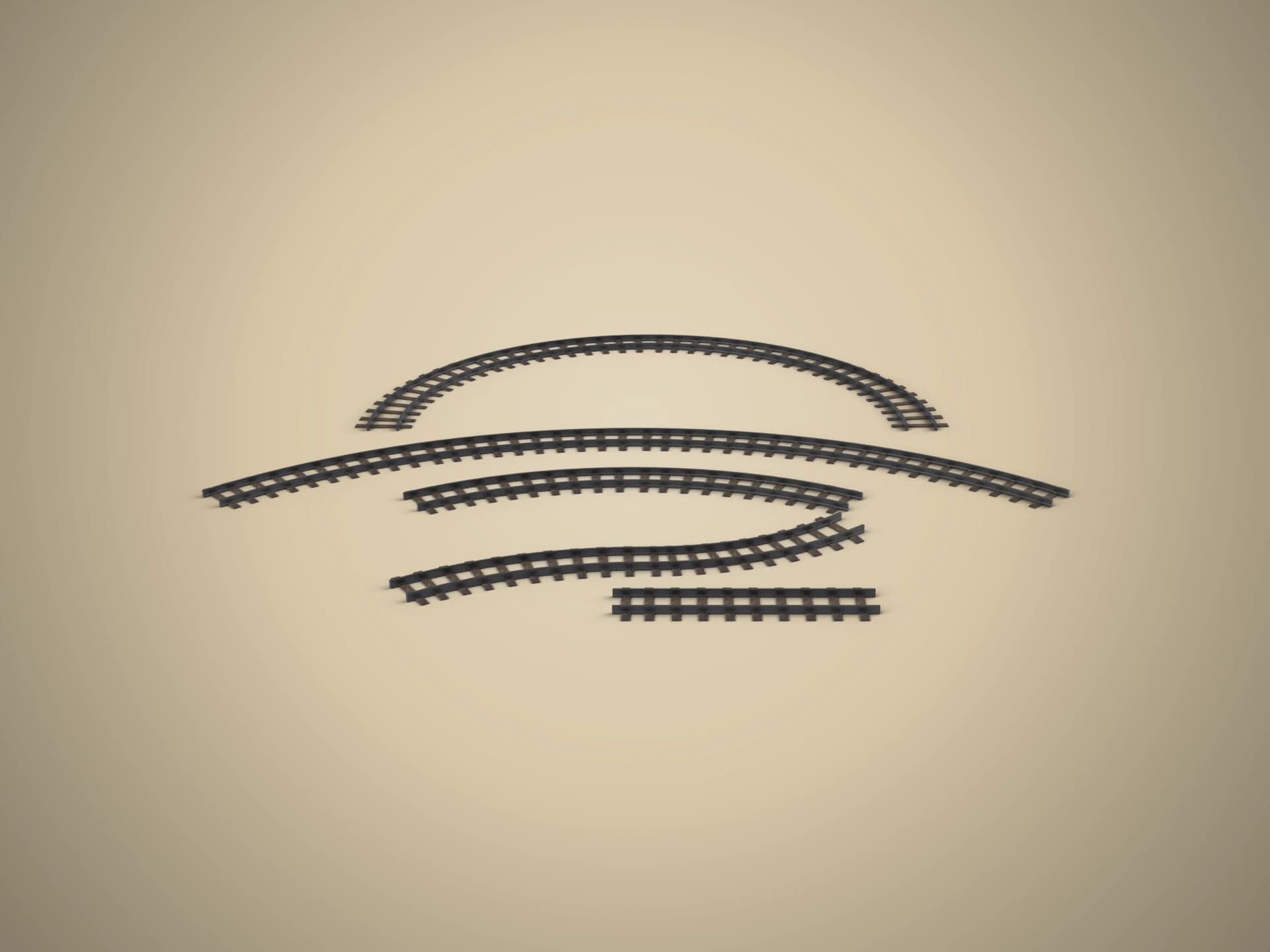 Modular Railway Track Pack 3D Model