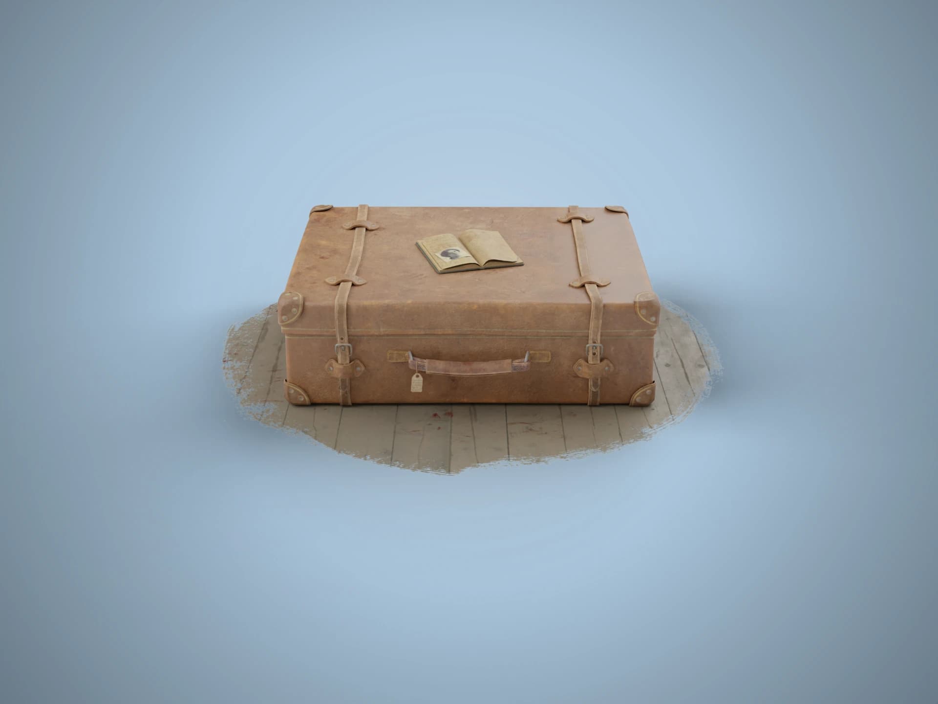 Vintage Leather Traveller's Suitcase 3D Model