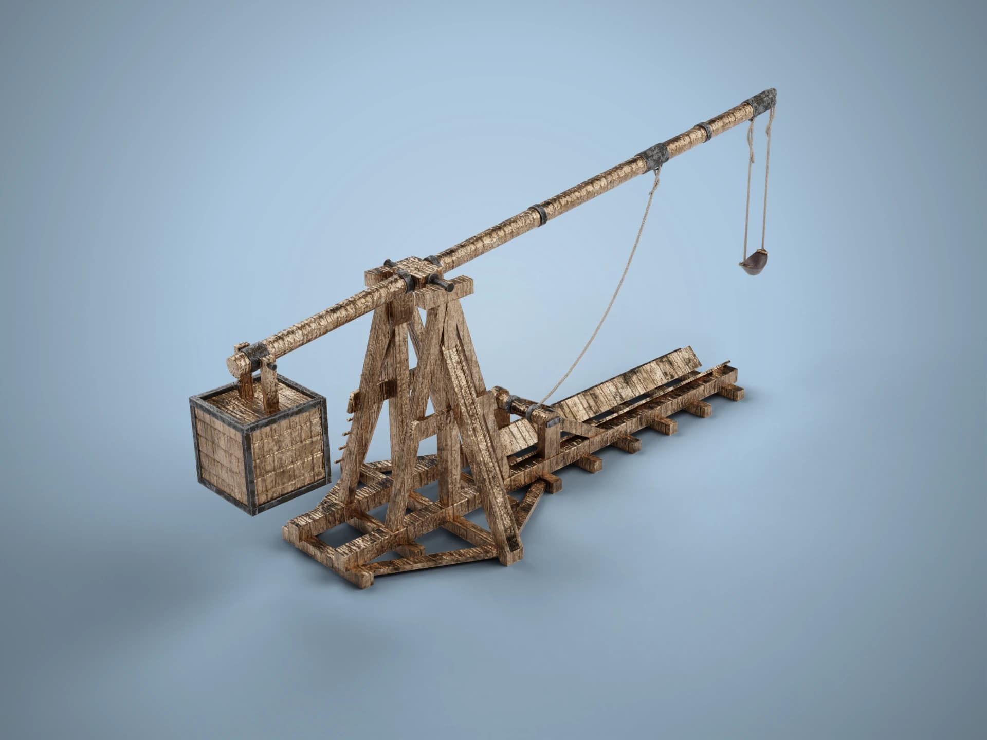 Wooden Medieval Trebuchet 3D Model