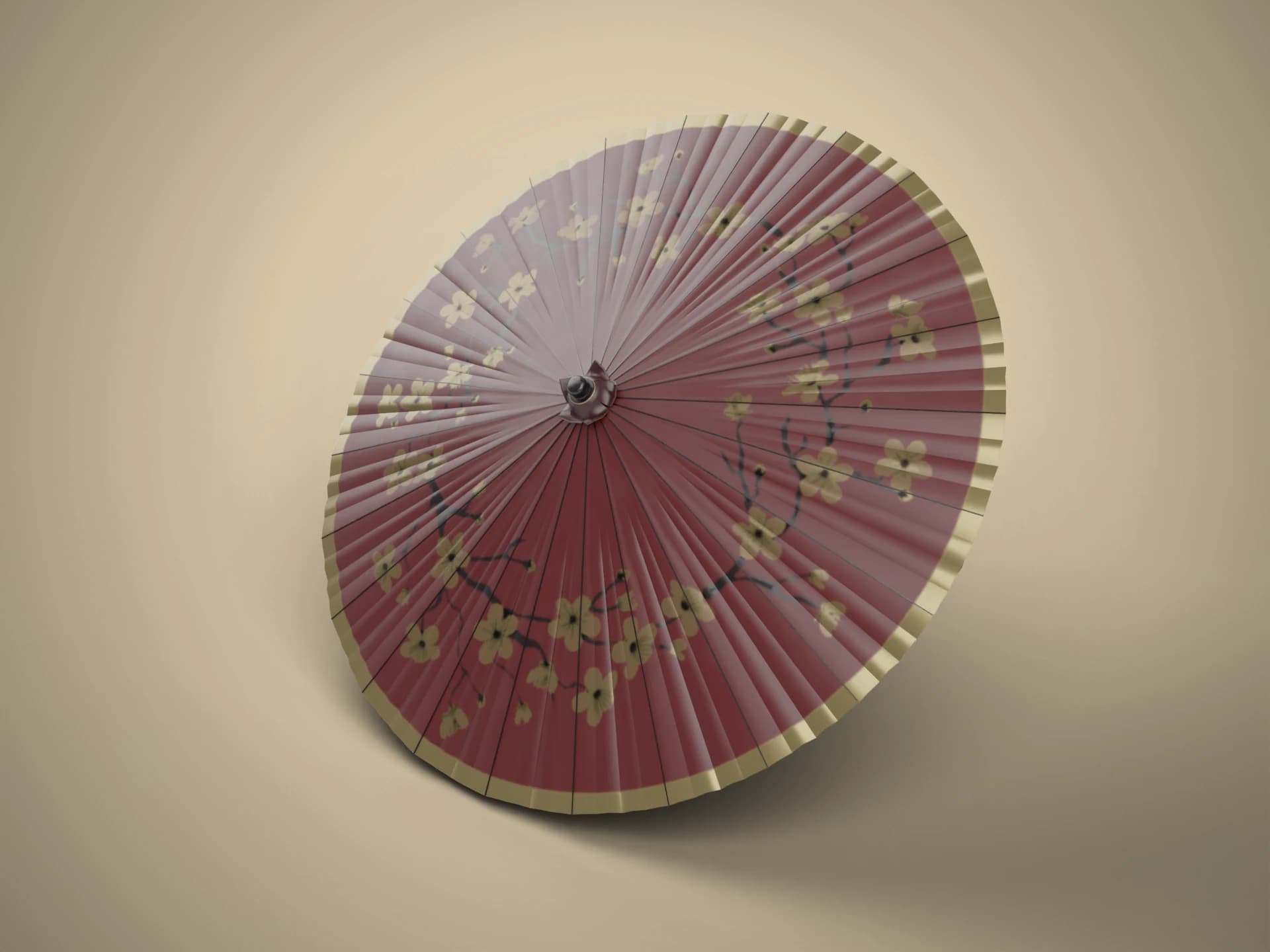 Japanese Oil-Paper Umbrella 3D Model