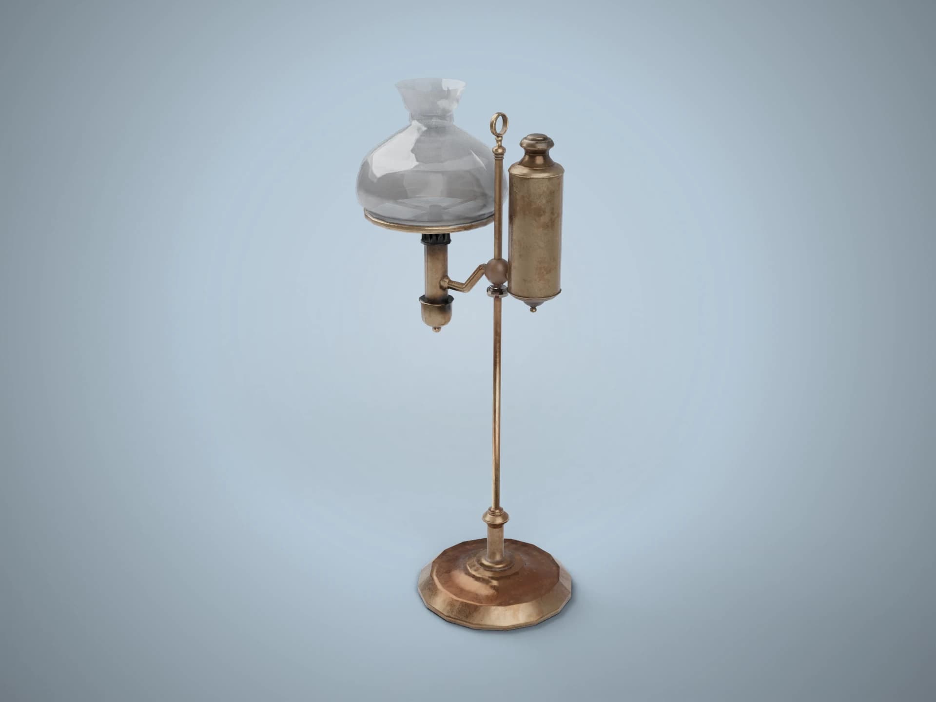 Victorian Brass Oil Lamp 3D Model