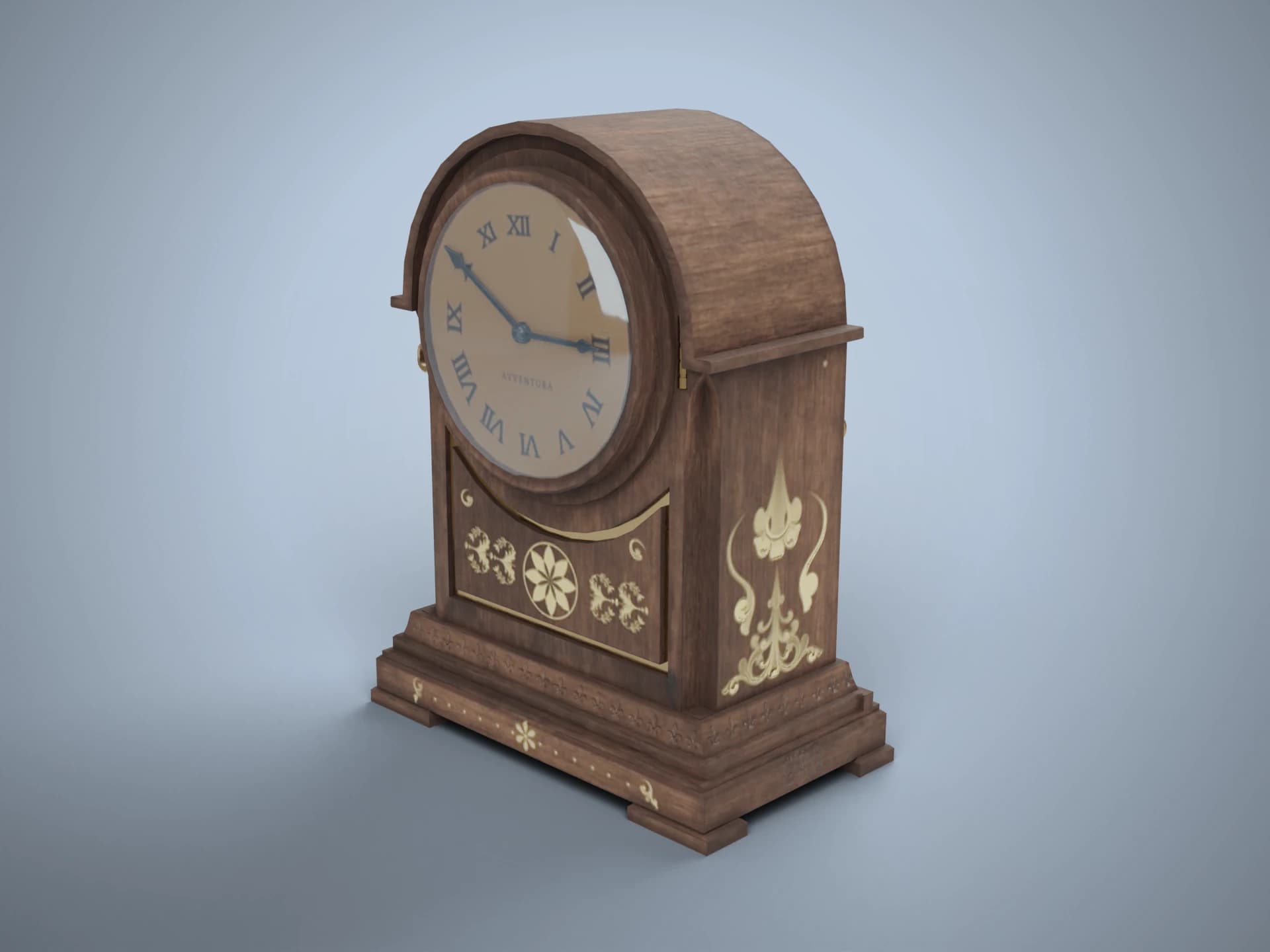 Victorian Wooden Mantel Clock 3D Model