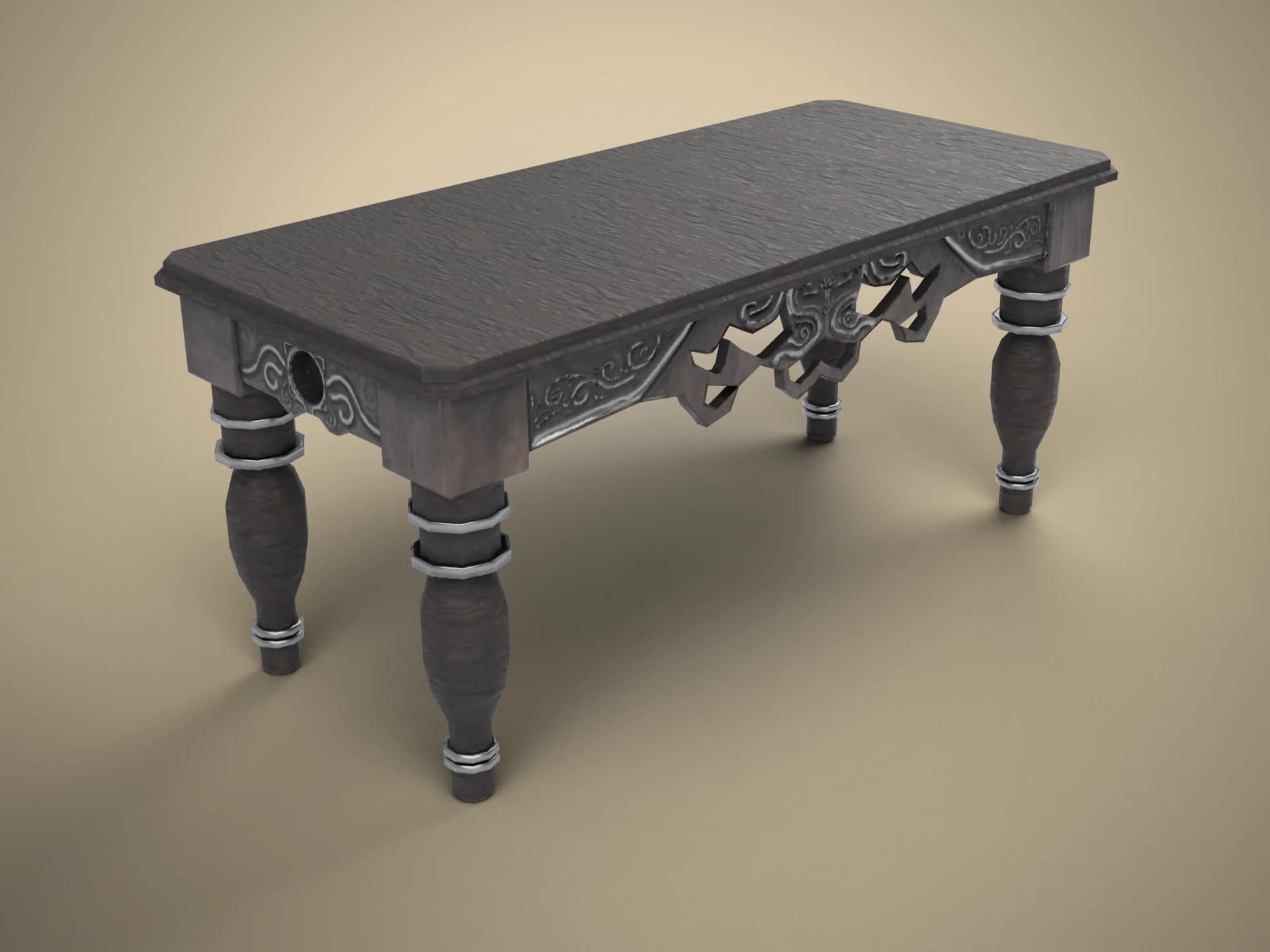 Victorian Carved Coffee Table 3D Model