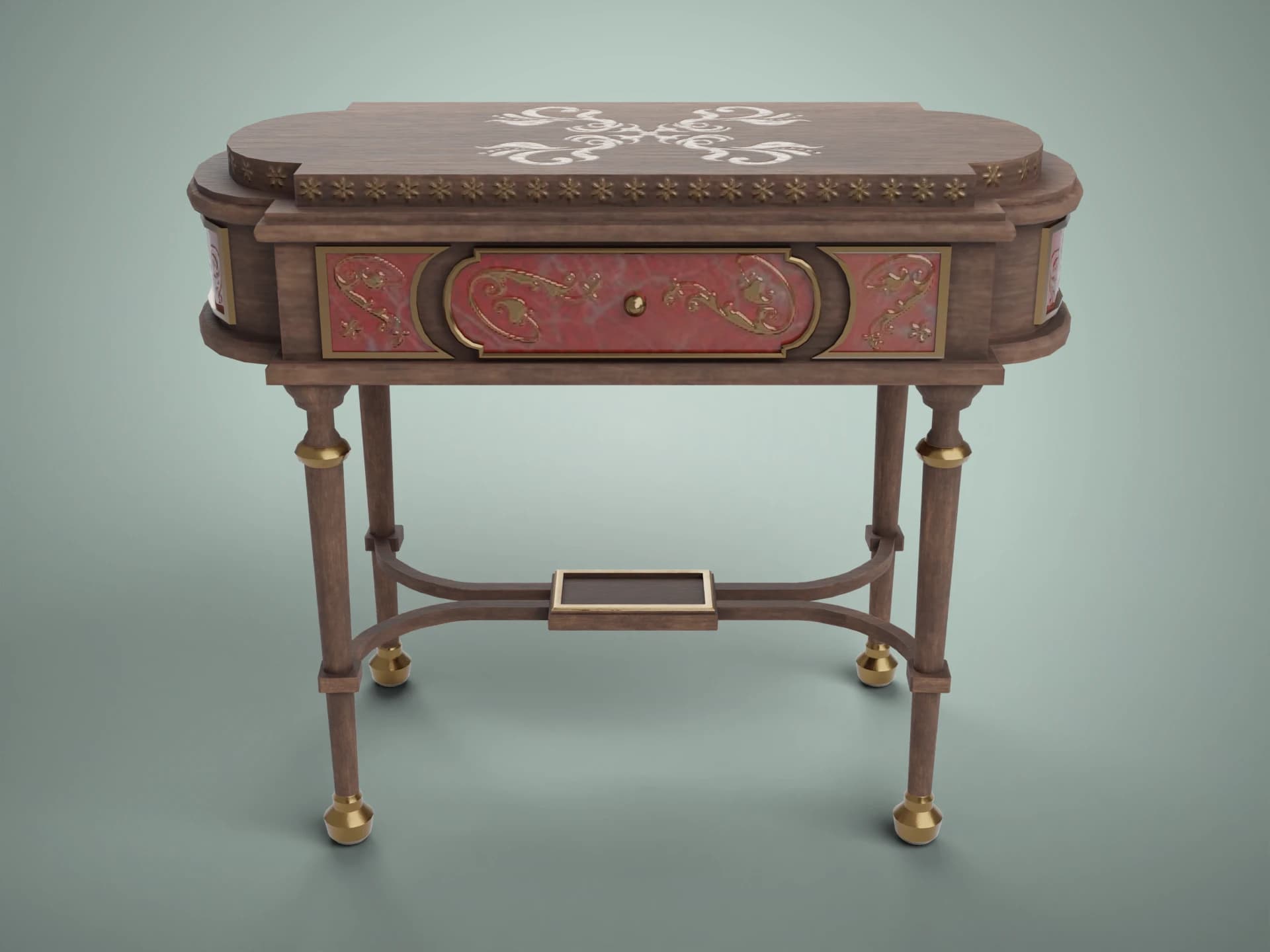 Victorian Inlaid Console Table 3D Model