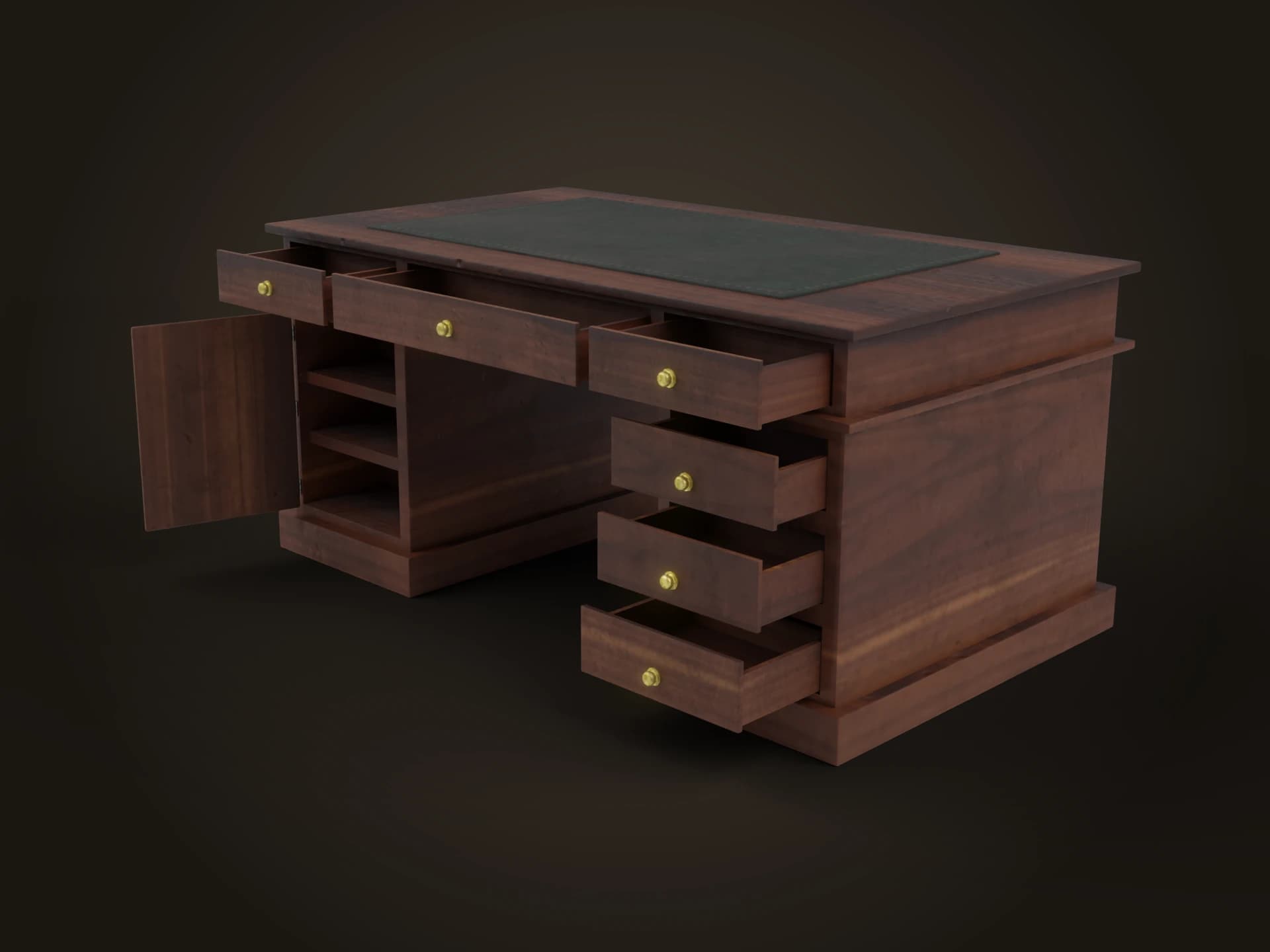 Victorian Pedestal Writing Desk 3D Model