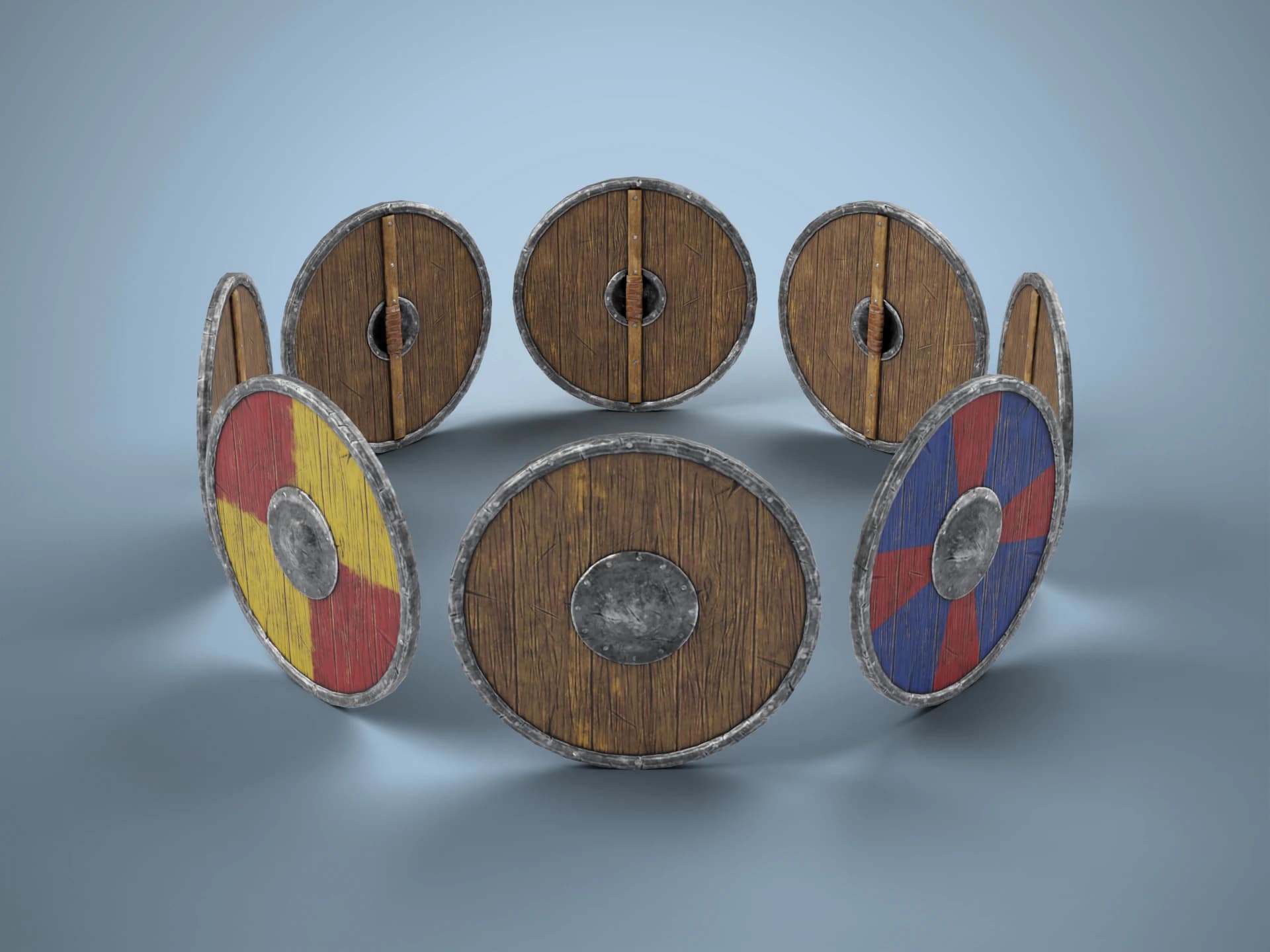 Viking Round Shield Set 3D Model