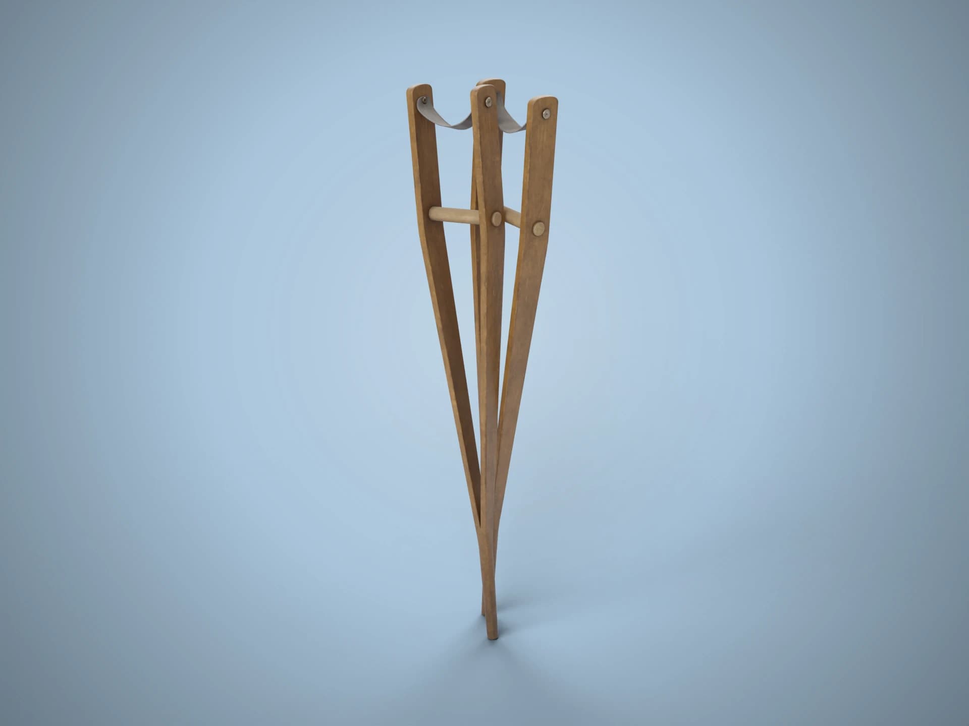 Vintage Wooden Underarm Crutches 3D Model