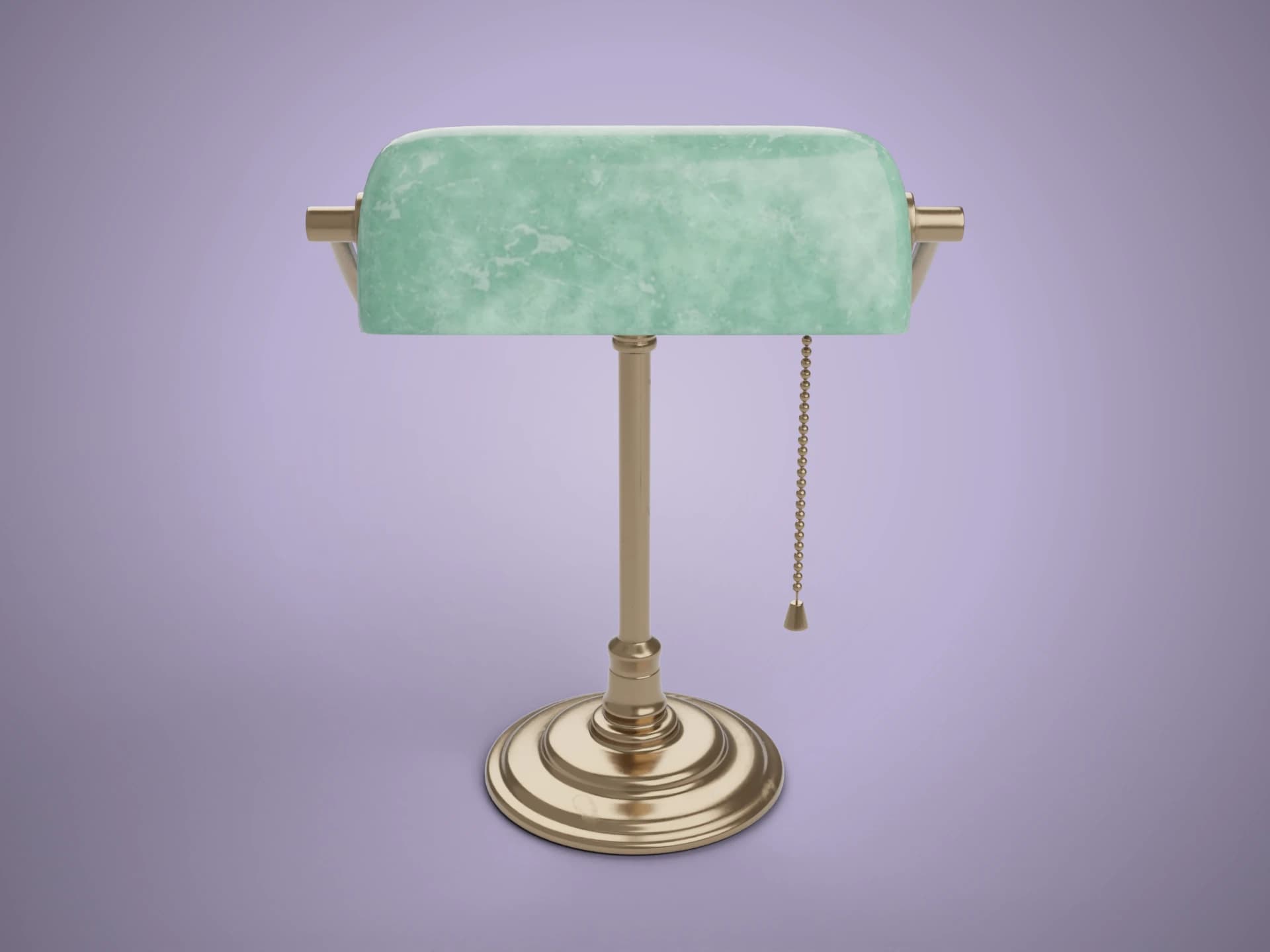 Vintage Green Banker's Desk Lamp 3D Model